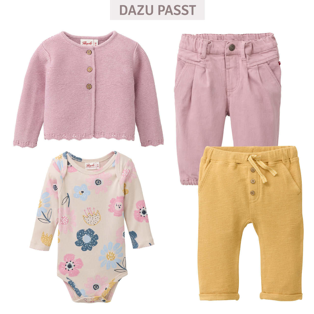 Edler Jersey Langarmbody große Blumen hellbeige