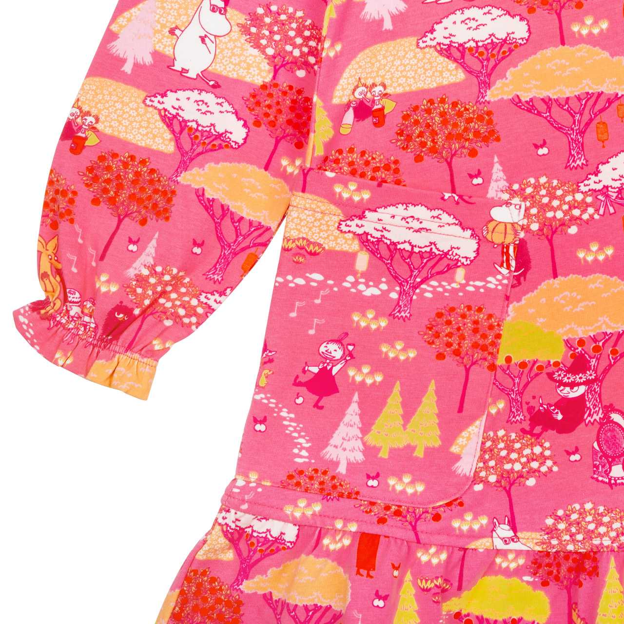 Lockeres Langarmkleid Mumin-Motive pink