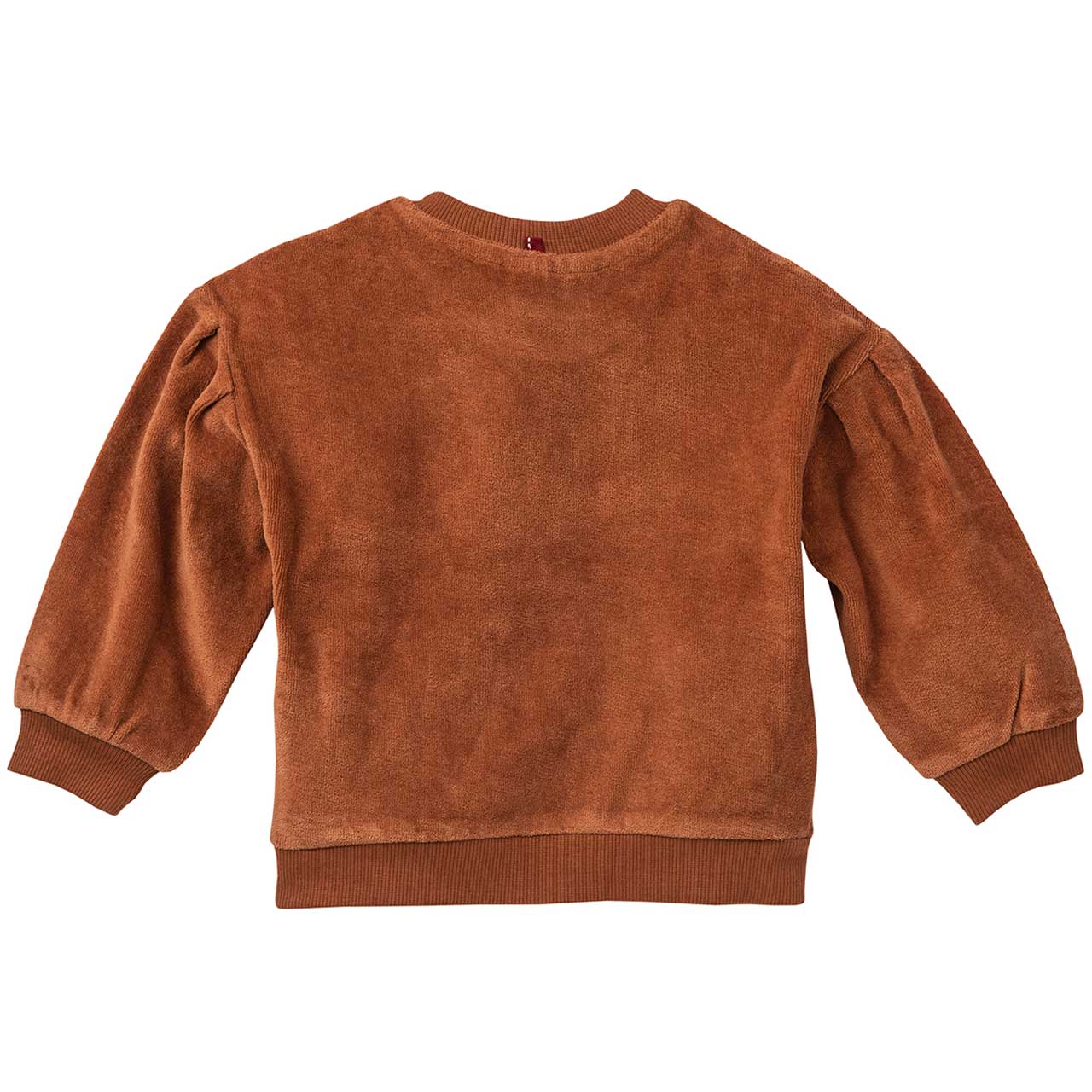 Weicher Nicki Pullover mit Puffärmeln zimtbraun