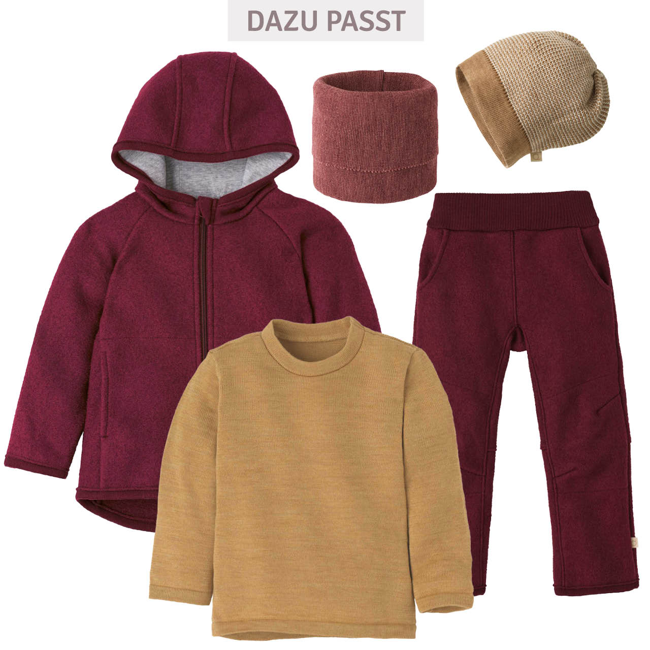 Warme Walkhose Wolle cassis
