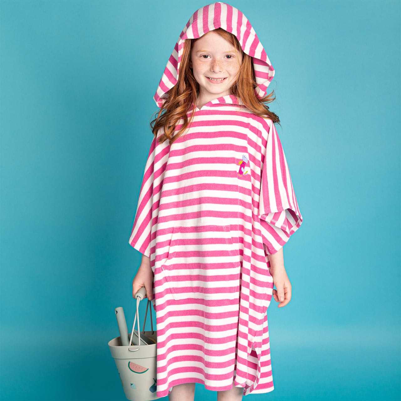 Sense Organics Badeponcho Streifen Kakadu Pink Greenstories