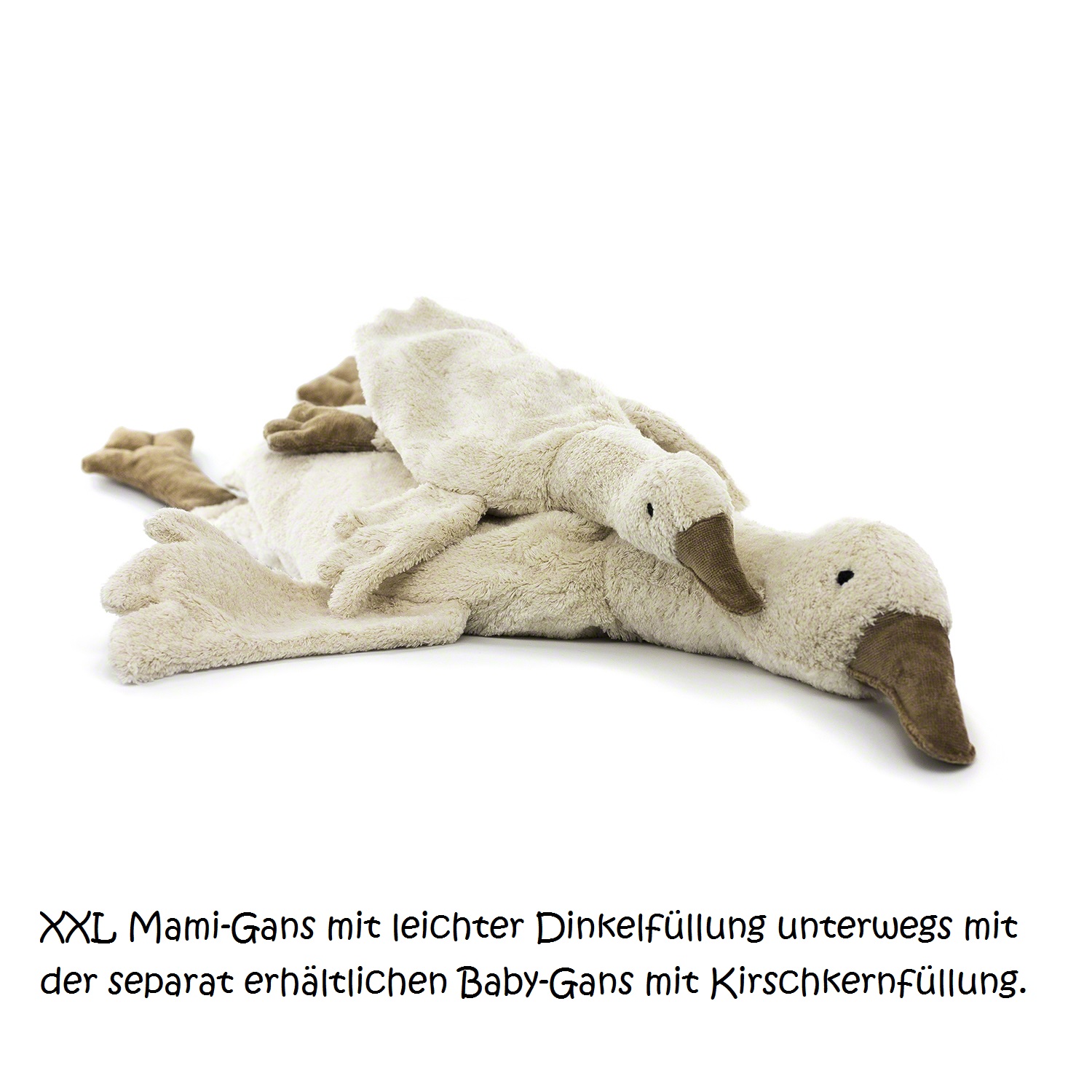 XL Kuscheltier & Wärmekissen Gans Dinkelspelz - 80 cm