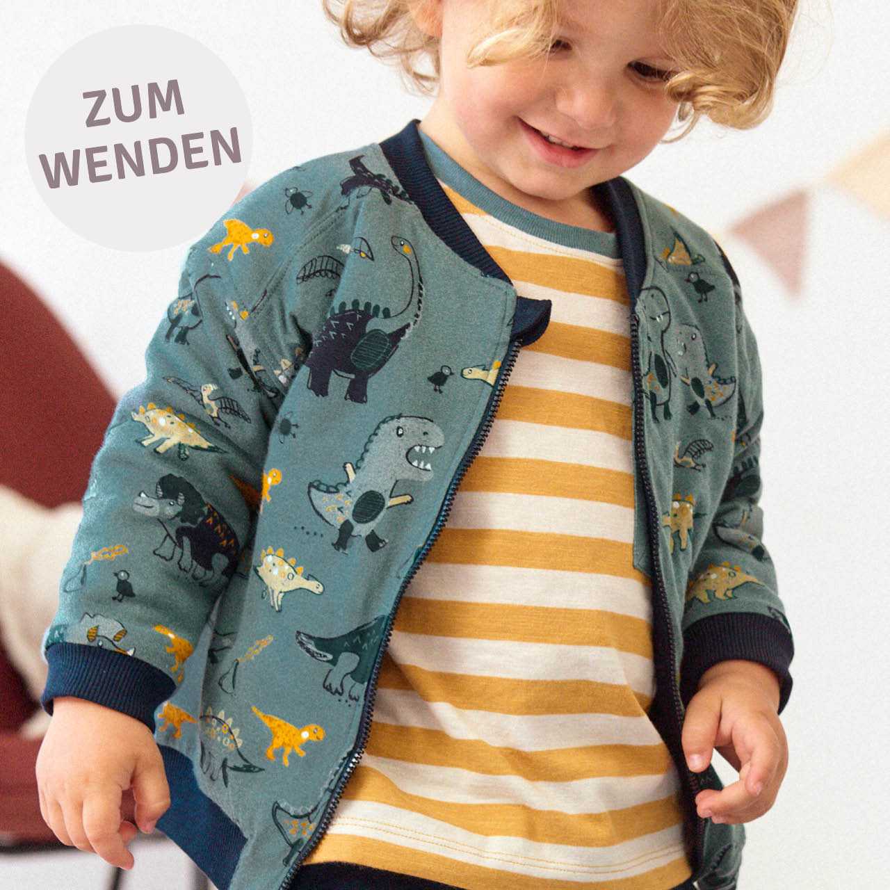 Wende Sweat-Jacke Dinosaurier