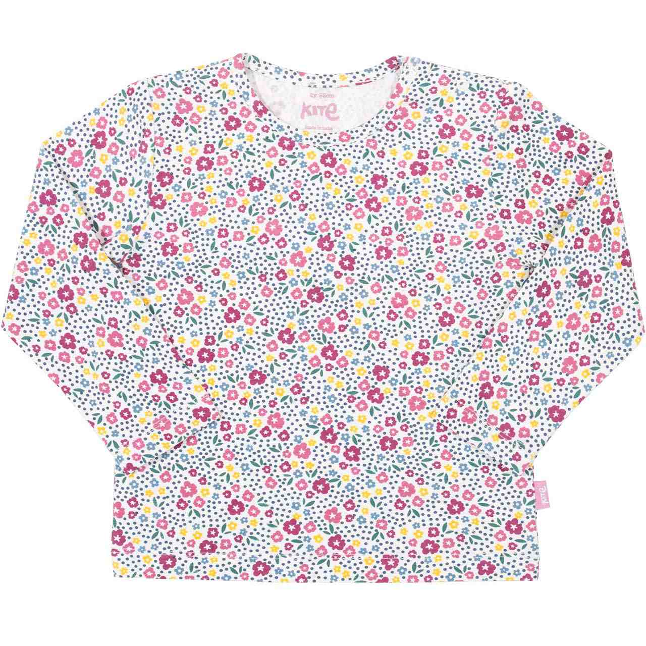 Langarmshirt Blumen-Muster rosa