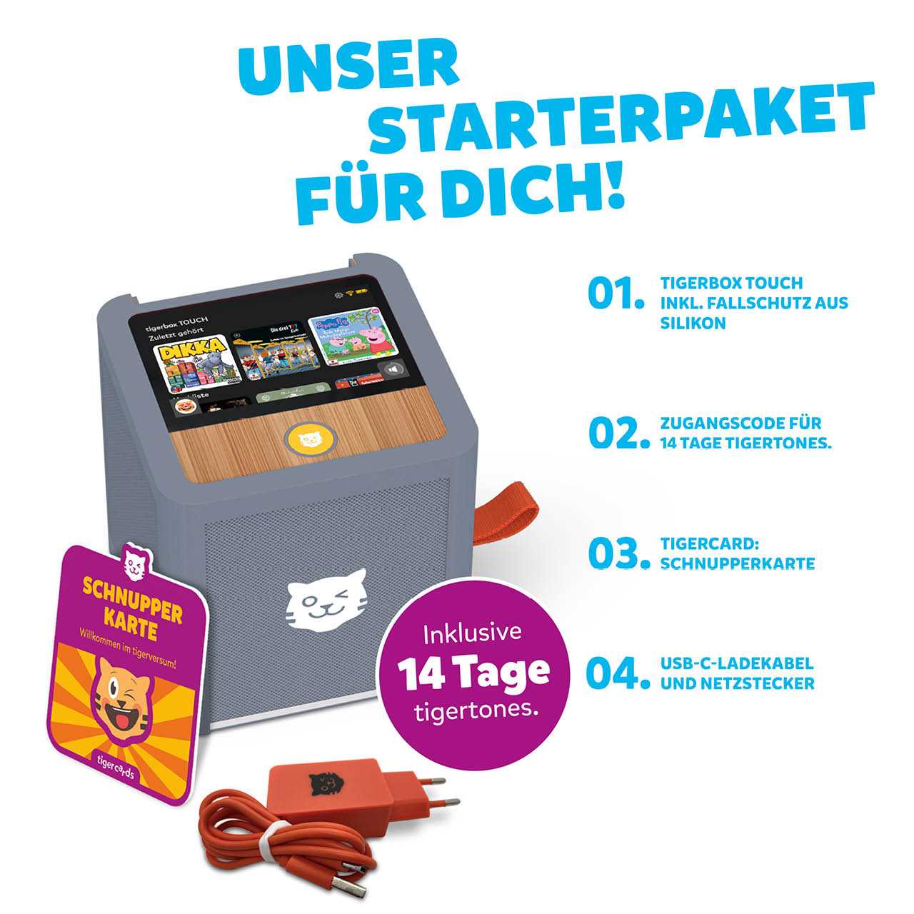 Tigerbox – graue Hörbox für Kinder