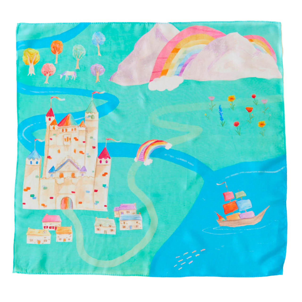 Spieltuch Seide Regenbogenland 53 x 53 cm