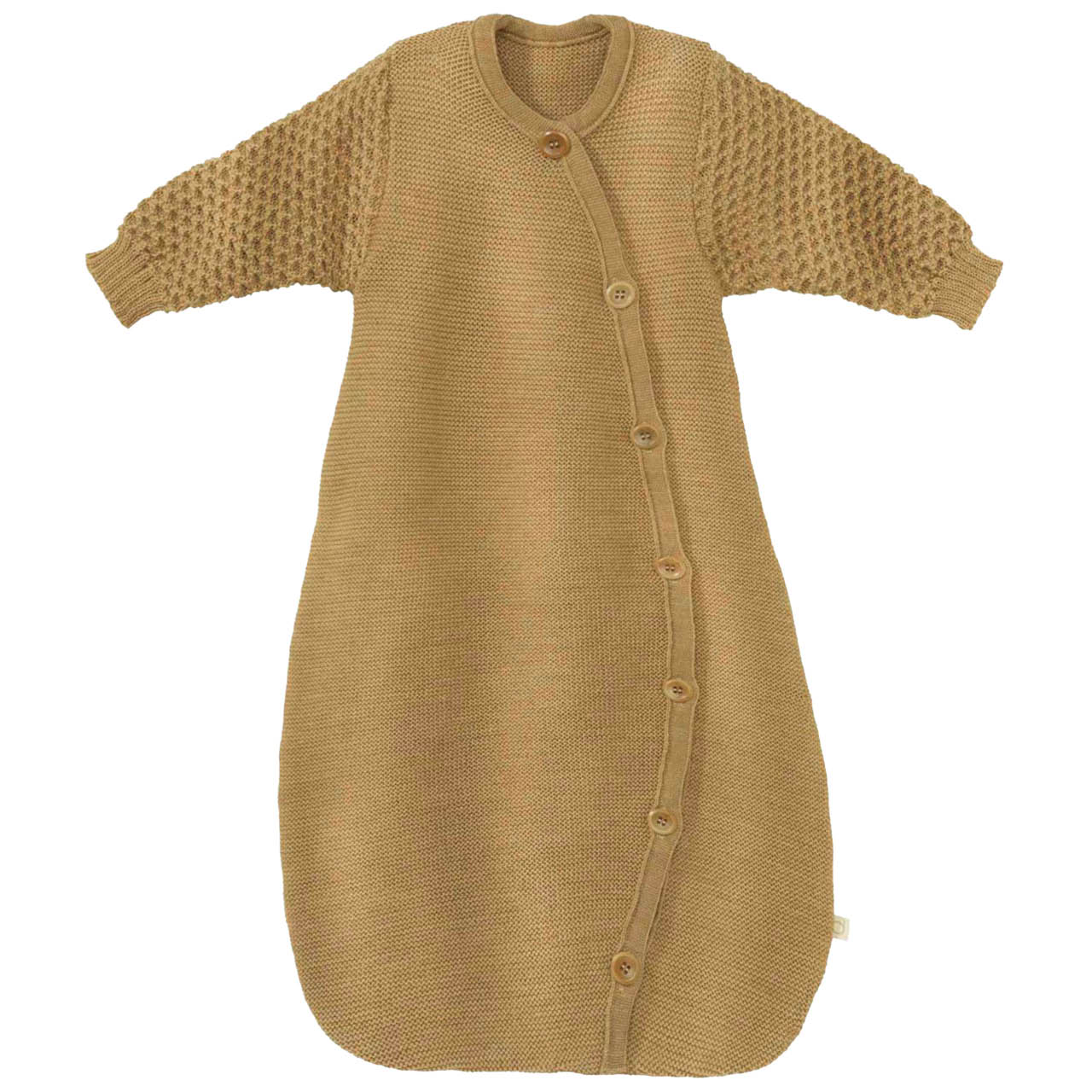 Langarm Strick-Schlafsack Wolle karamell 18°C - 20°C