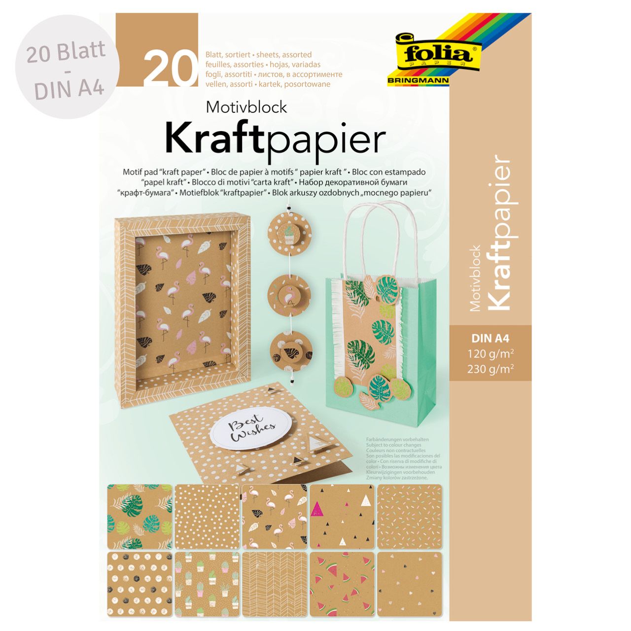 Motivblock Kraftpapier – 20 Blatt Motivpapier & -karton