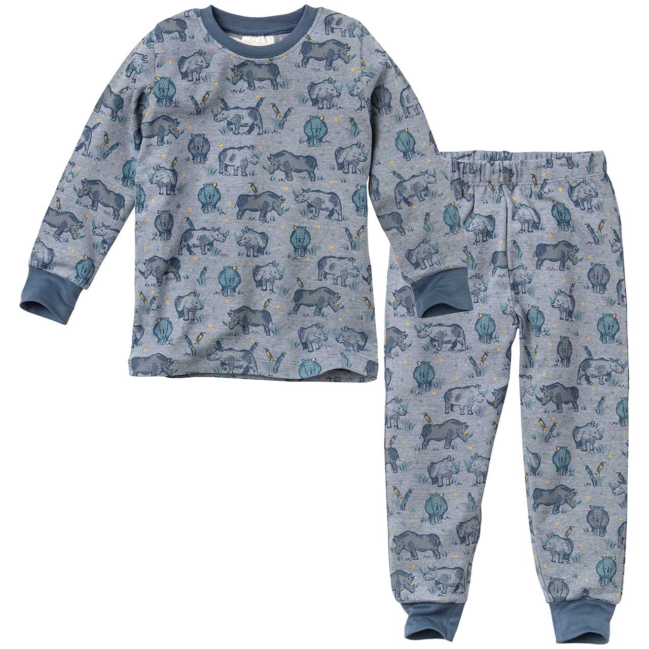 Leichter Jungen Schlafanzug Nashorn dunkelblau