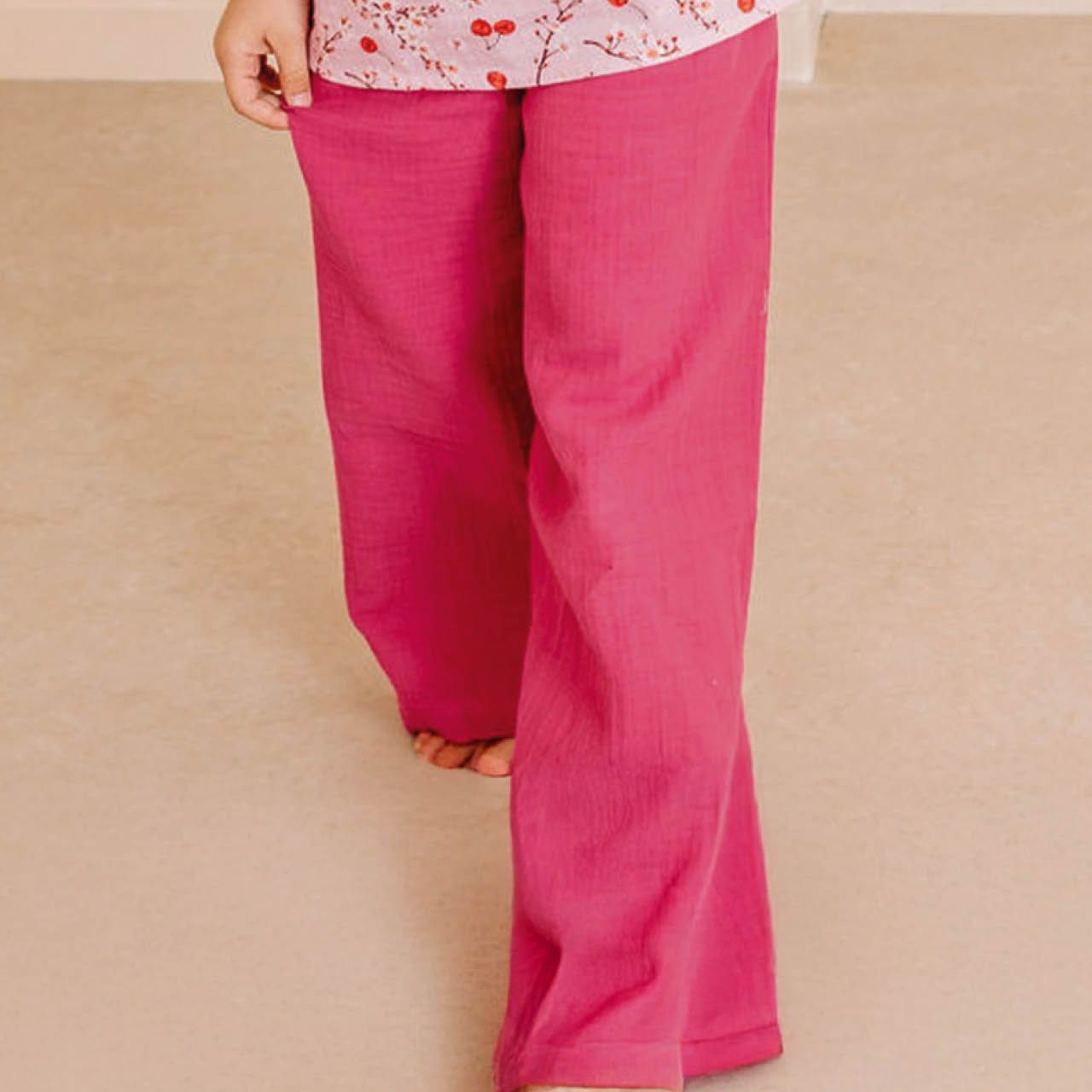 Leichte Musselin Hose pink