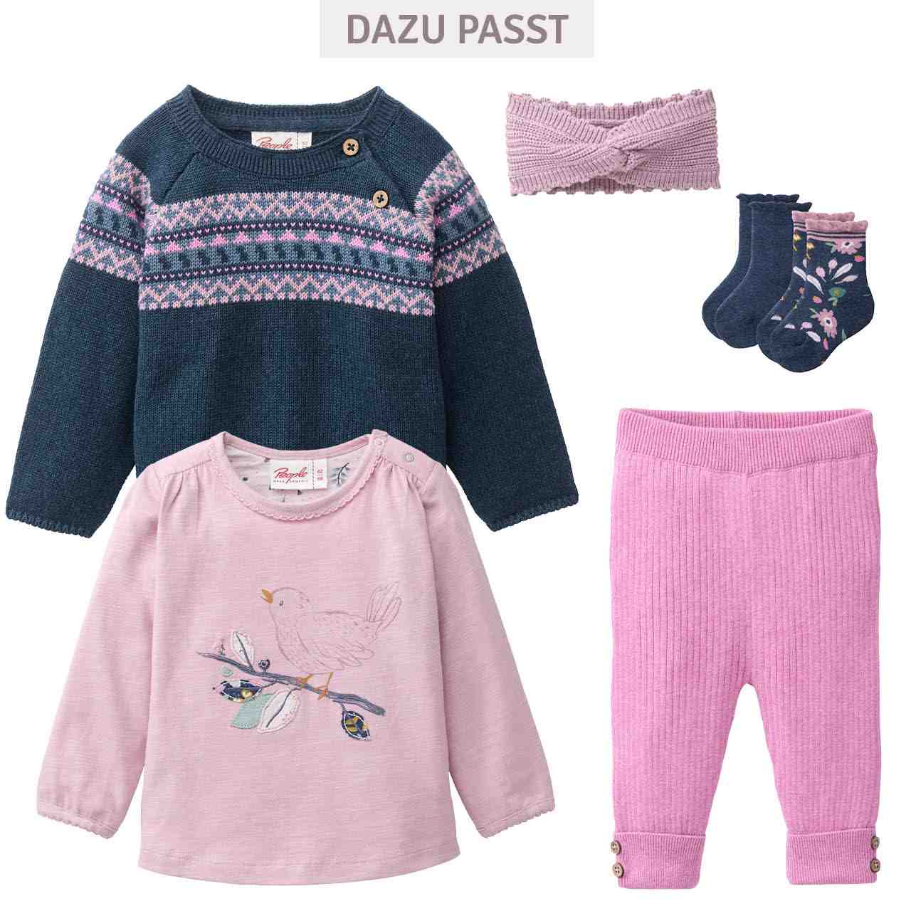 Warme Strickhose pink meliert