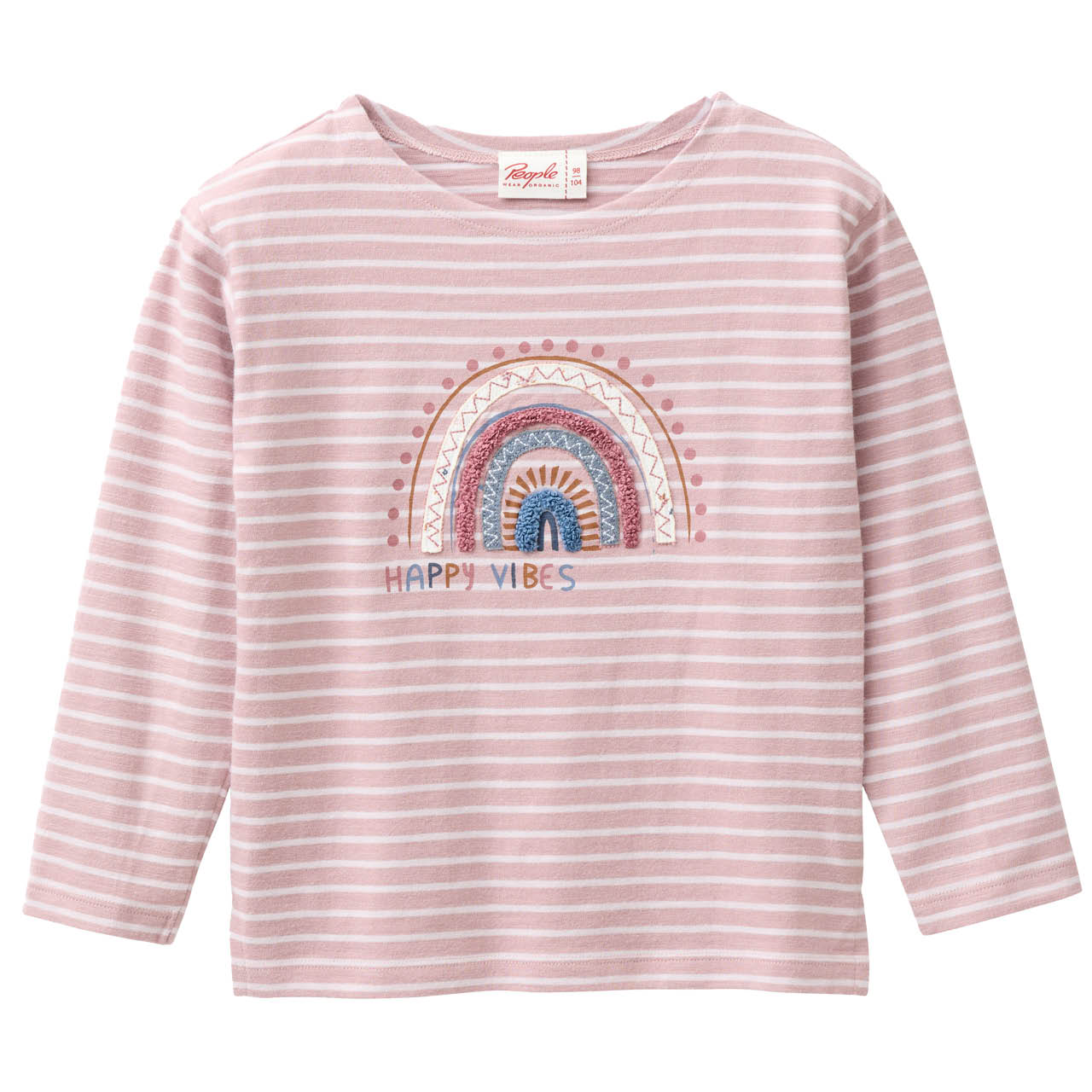 Weiches Langarmshirt Regenbogen rosa geringelt Weiches Langarmshirt Regenbogen rosa geringelt