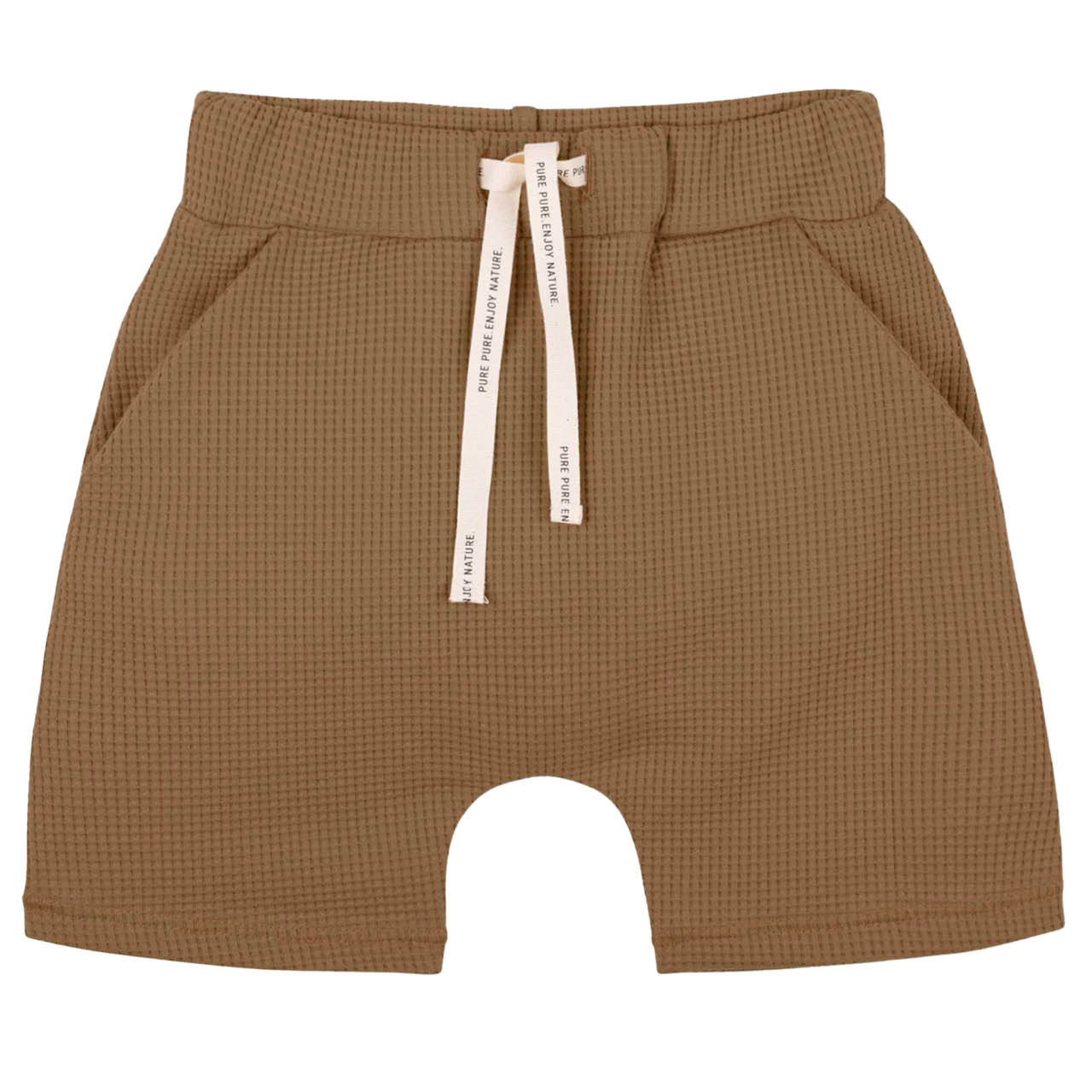 Leichte Shorts in Waffeloptik braun