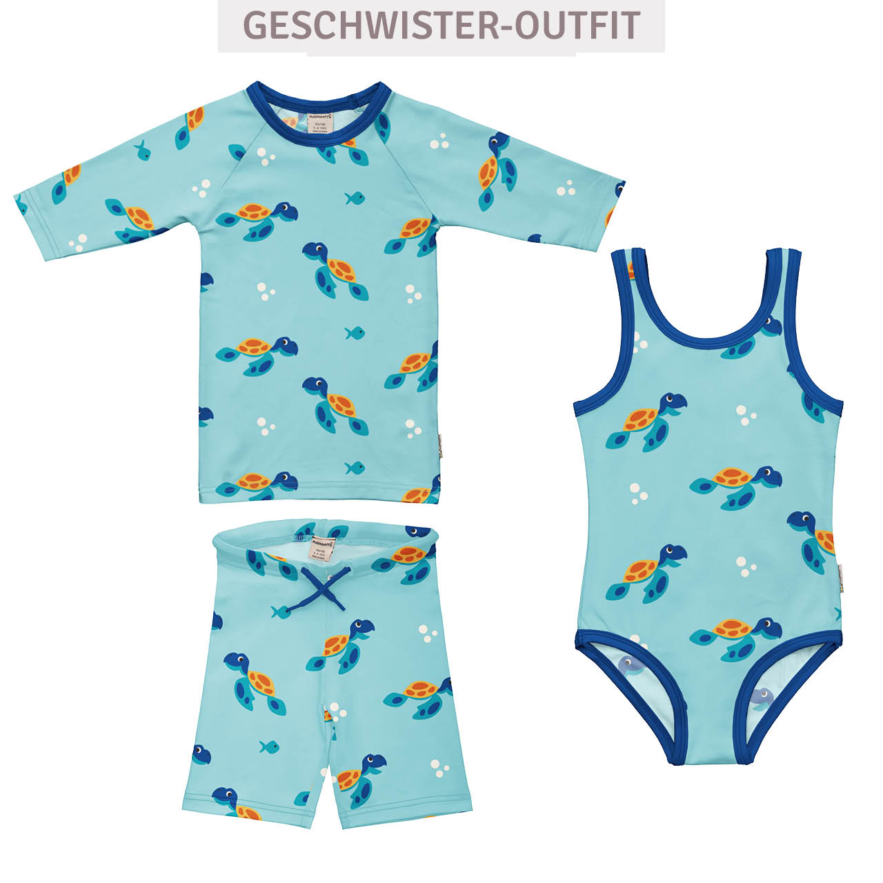 Badeshorts Schildkröte hellblau