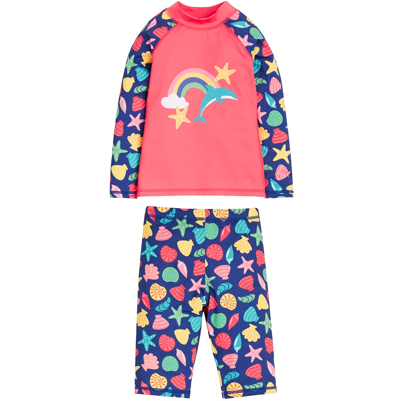 Badeanzug Shirt mit Bermuda Delfin pink