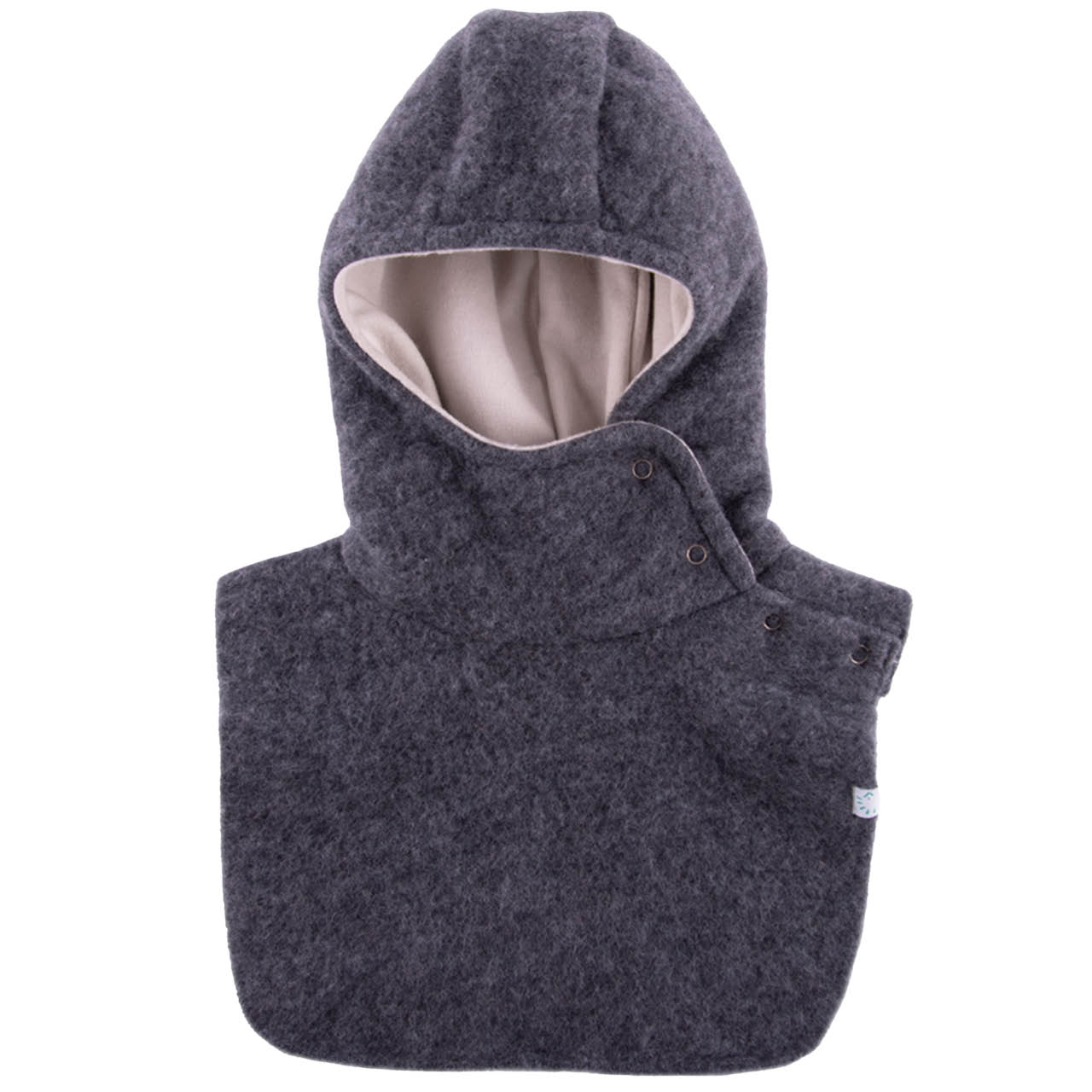 Warme Wollfleece Schlupfhaube anthrazit