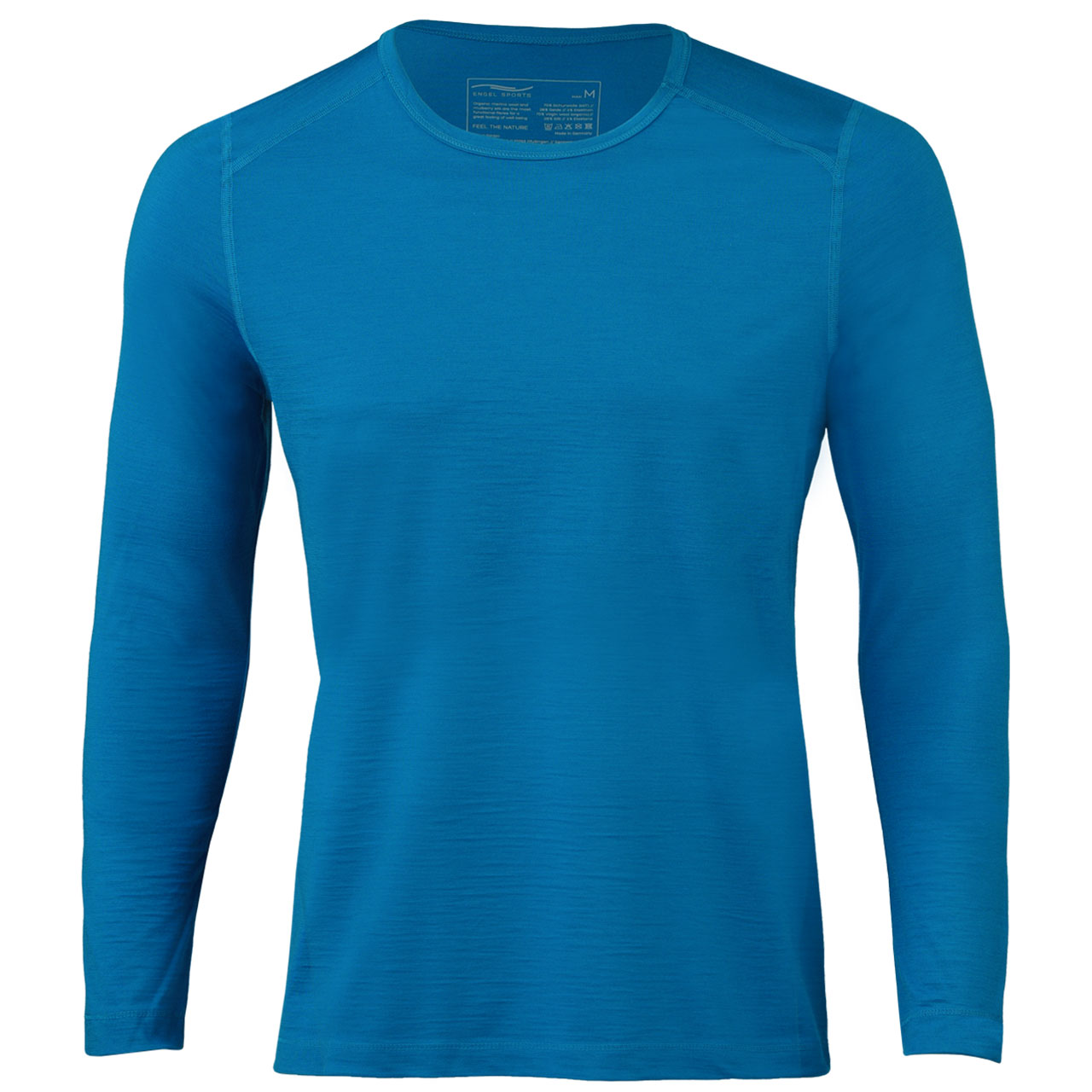 Herren Wolle Seide Langarmshirt Regular Fit blau