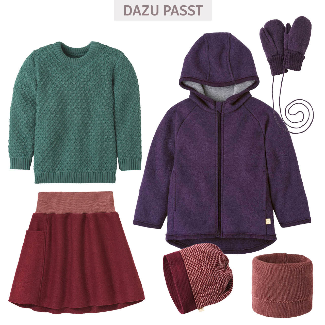 Walk-Handschuhe Kinder aubergine