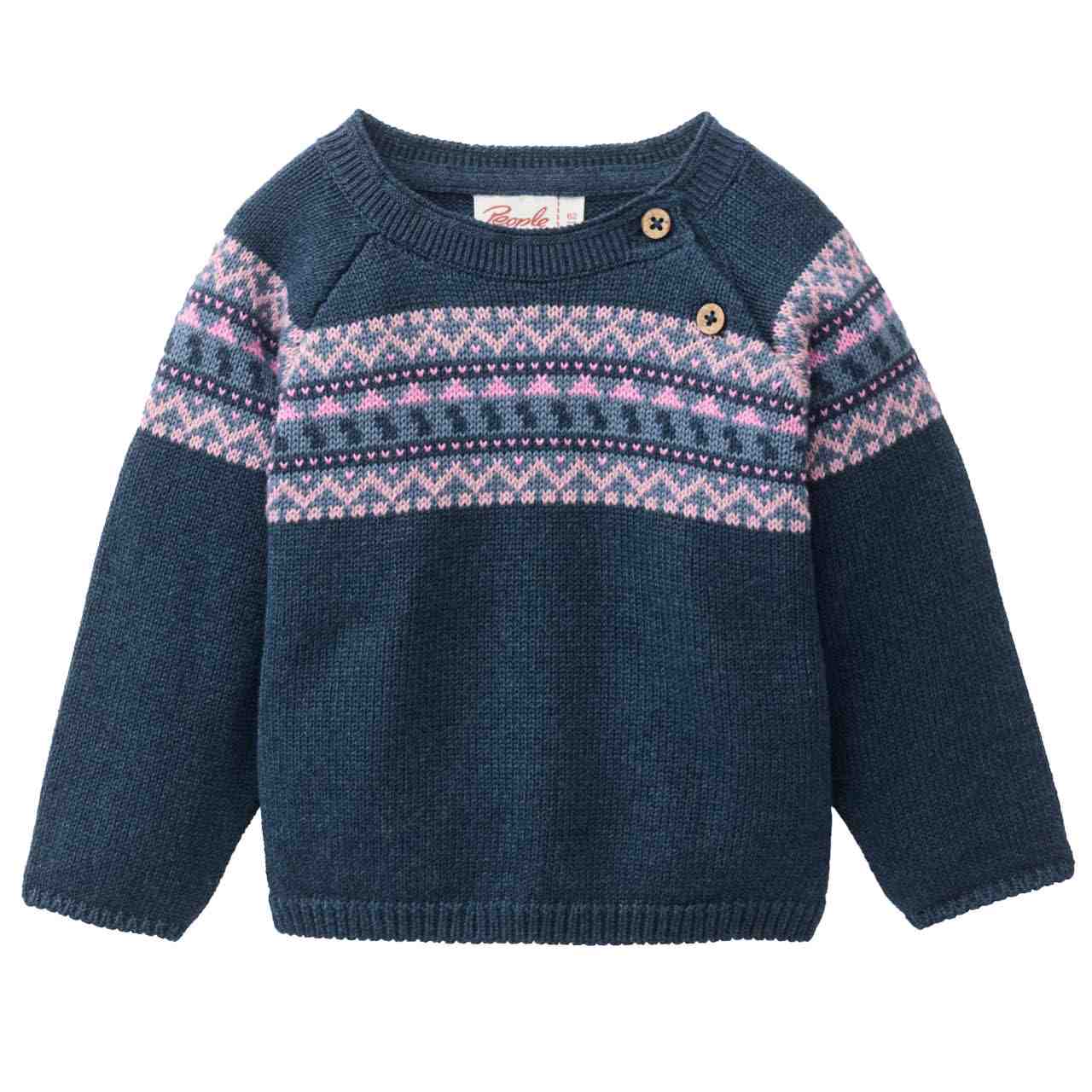 Strickpullover Norweger-Muster indigoblau