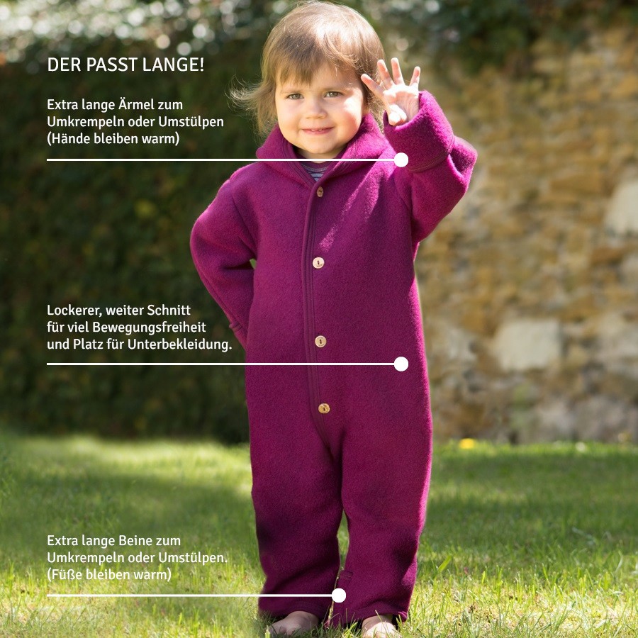 Woll Fleece Overall mitwachsend blau