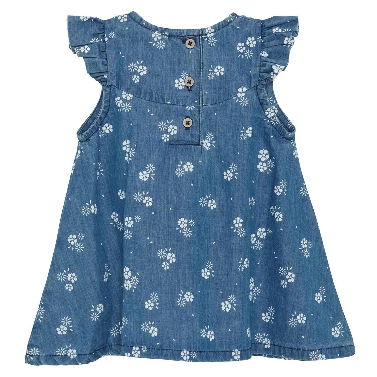 Sommerkleid Chambray Blumen jeansblau