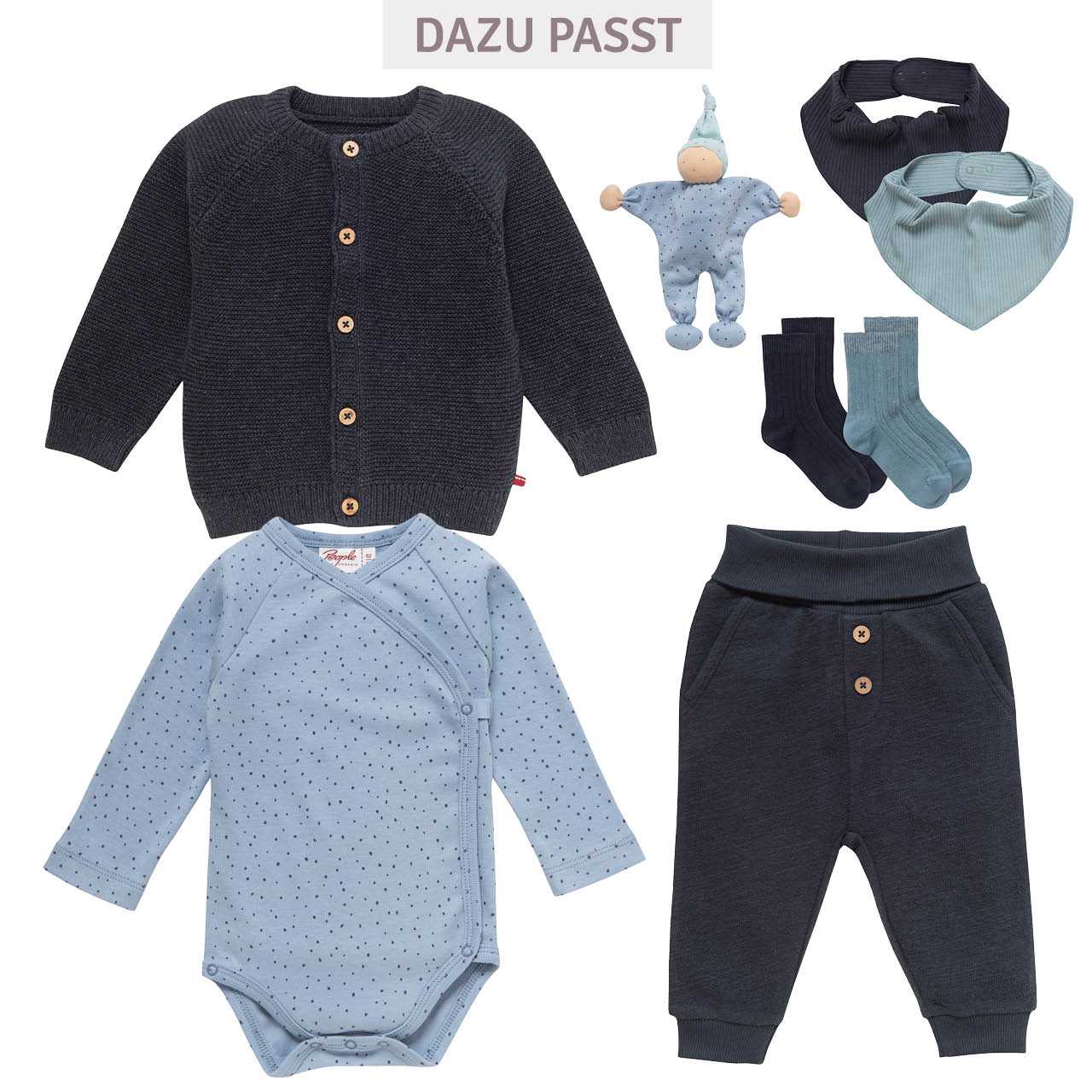 Gerippte Babysocken Doppelpack blau-petrol