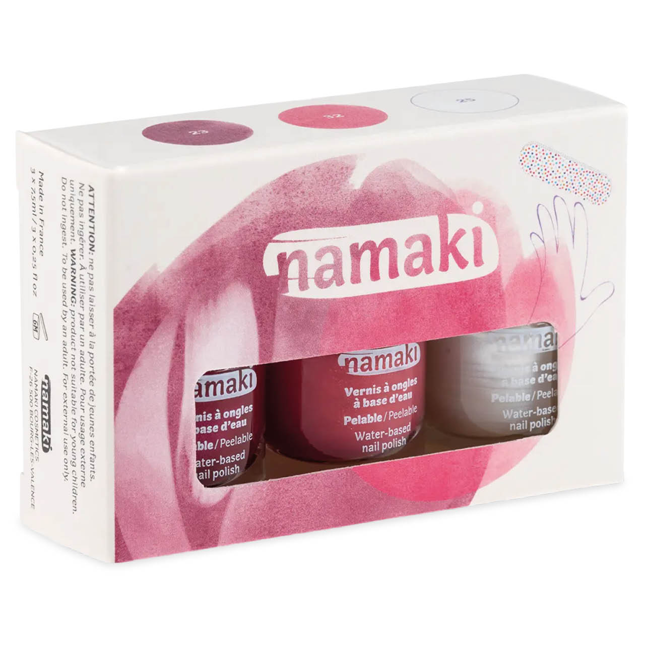 Kinder Nagellack 3er Set Himbeere, Pink, Perlweiß