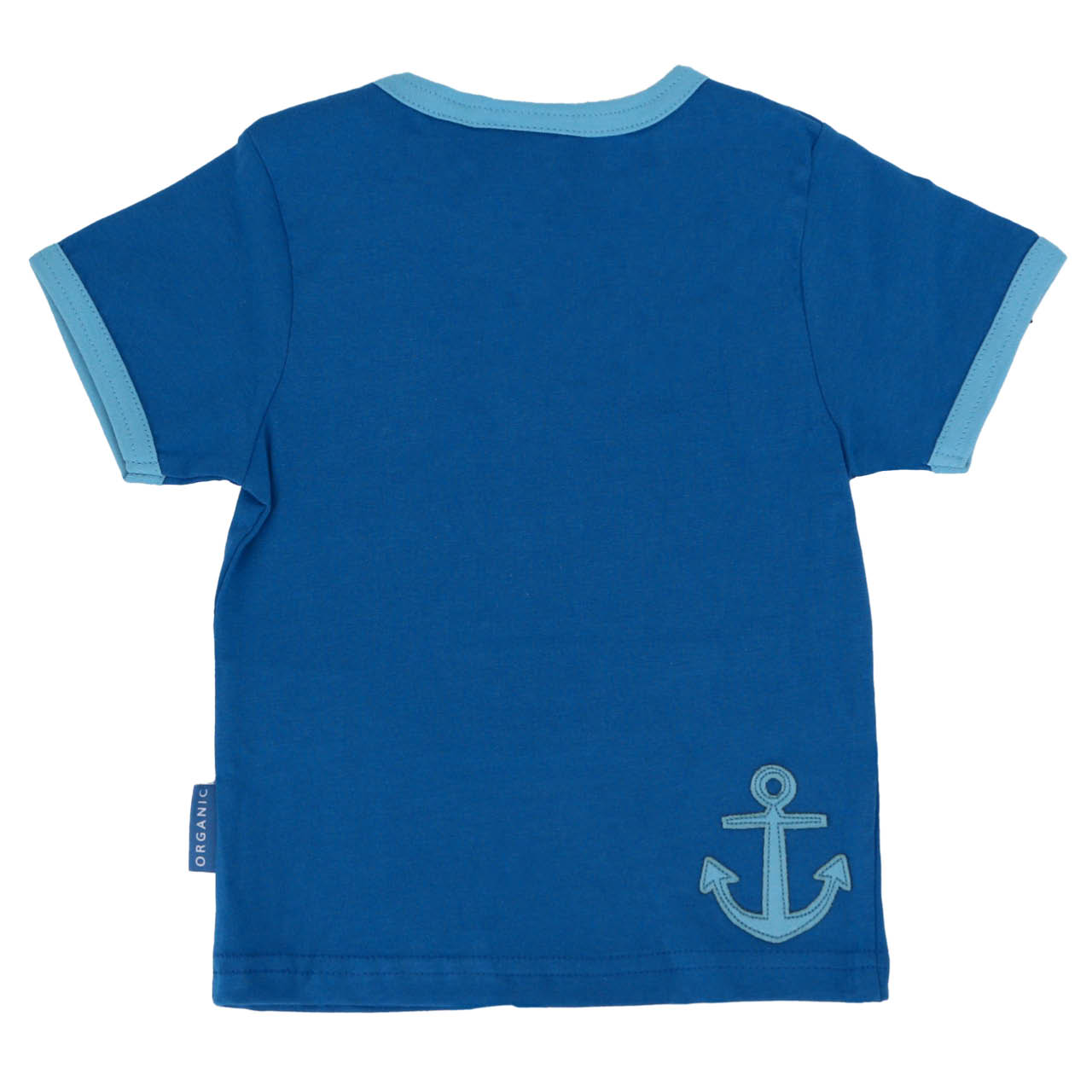 Kurzarm T-Shirt Segelschiff-Applikation blau