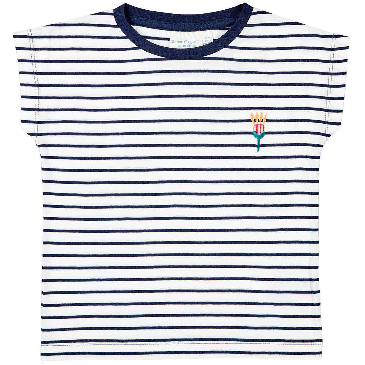 T-Shirt Streifen Blume navy