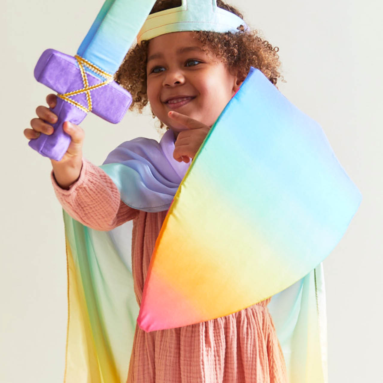 Regenbogen Ritterschild weich aus Seide