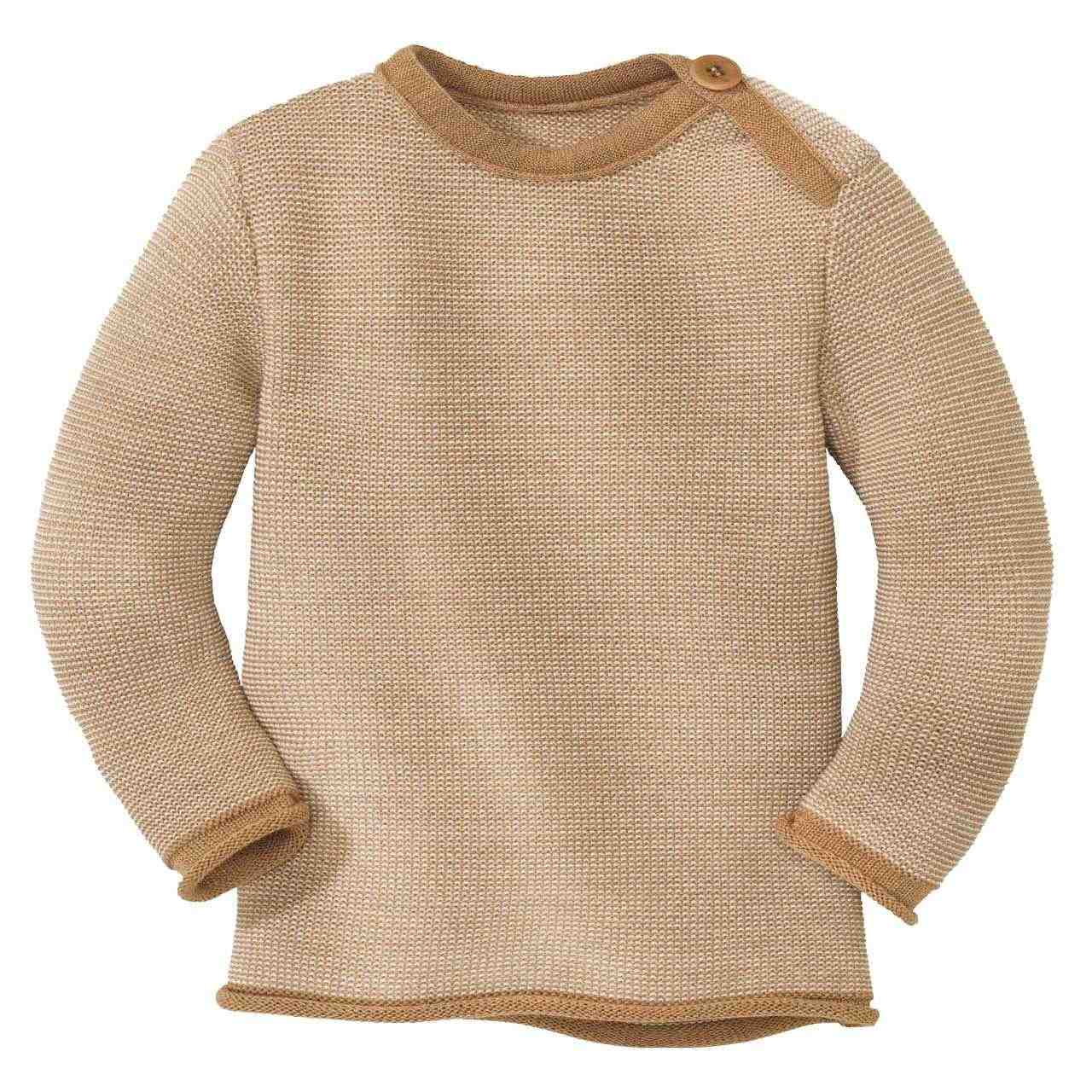 Pullover Baby Schurwolle karamell-natur meliert