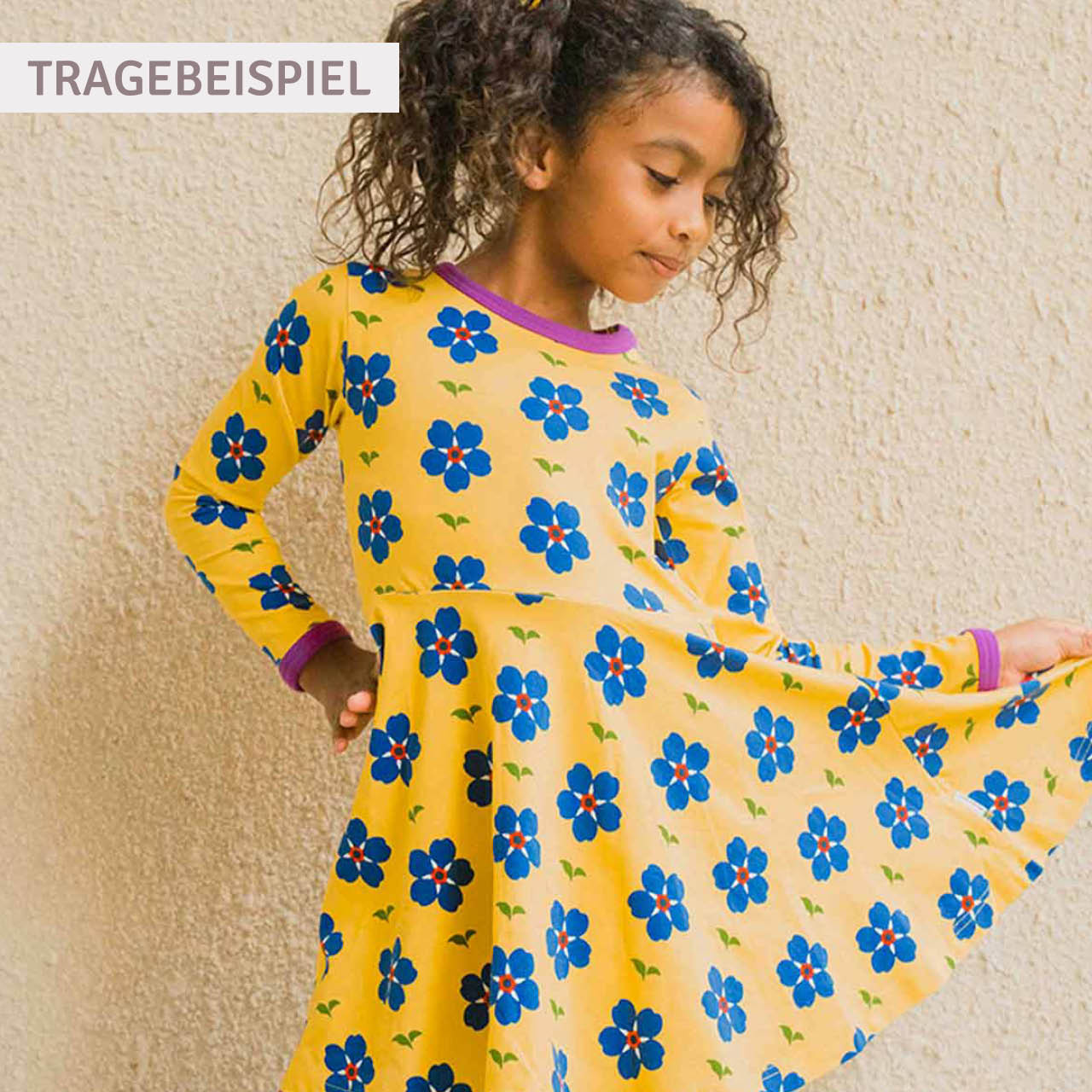 Langarm Flatterkleid Eisbär blau