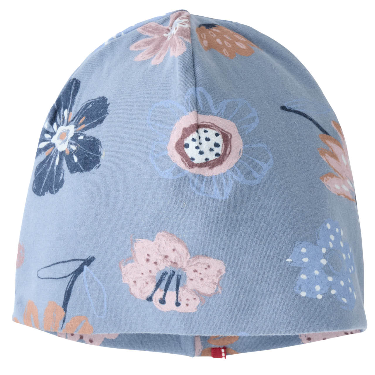 Weiche Beanie Herbstblüten rauchblau Weiche Beanie Herbstblüten rauchblau