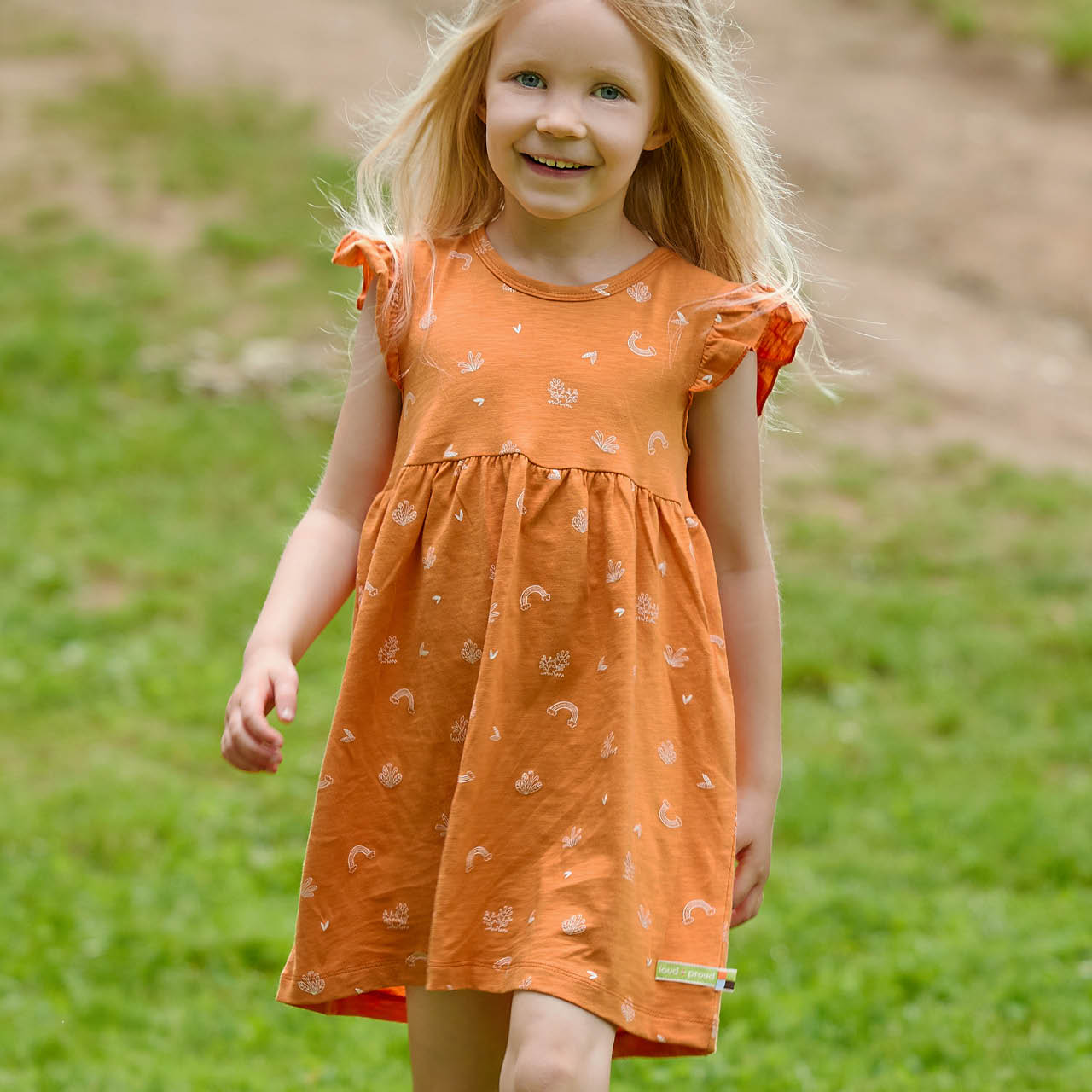 Leichtes Sommerkleid Flügelärmelchen orange