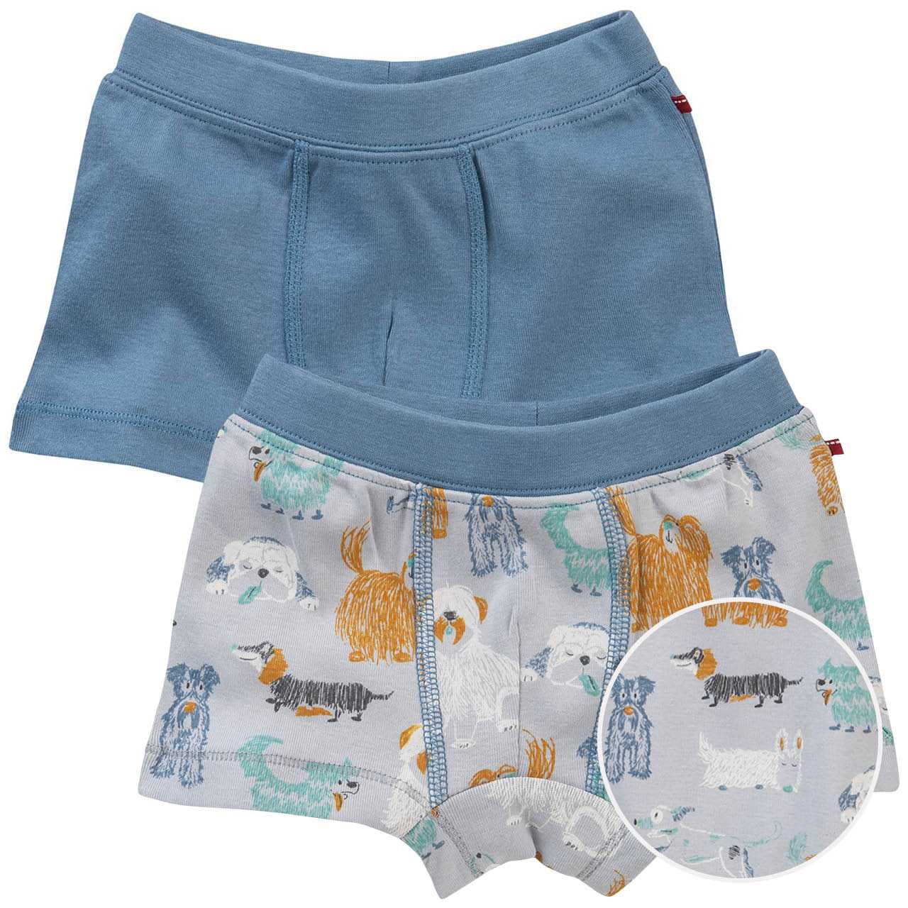 Boxershorts Doppelpack Hunde + Uni hellblau