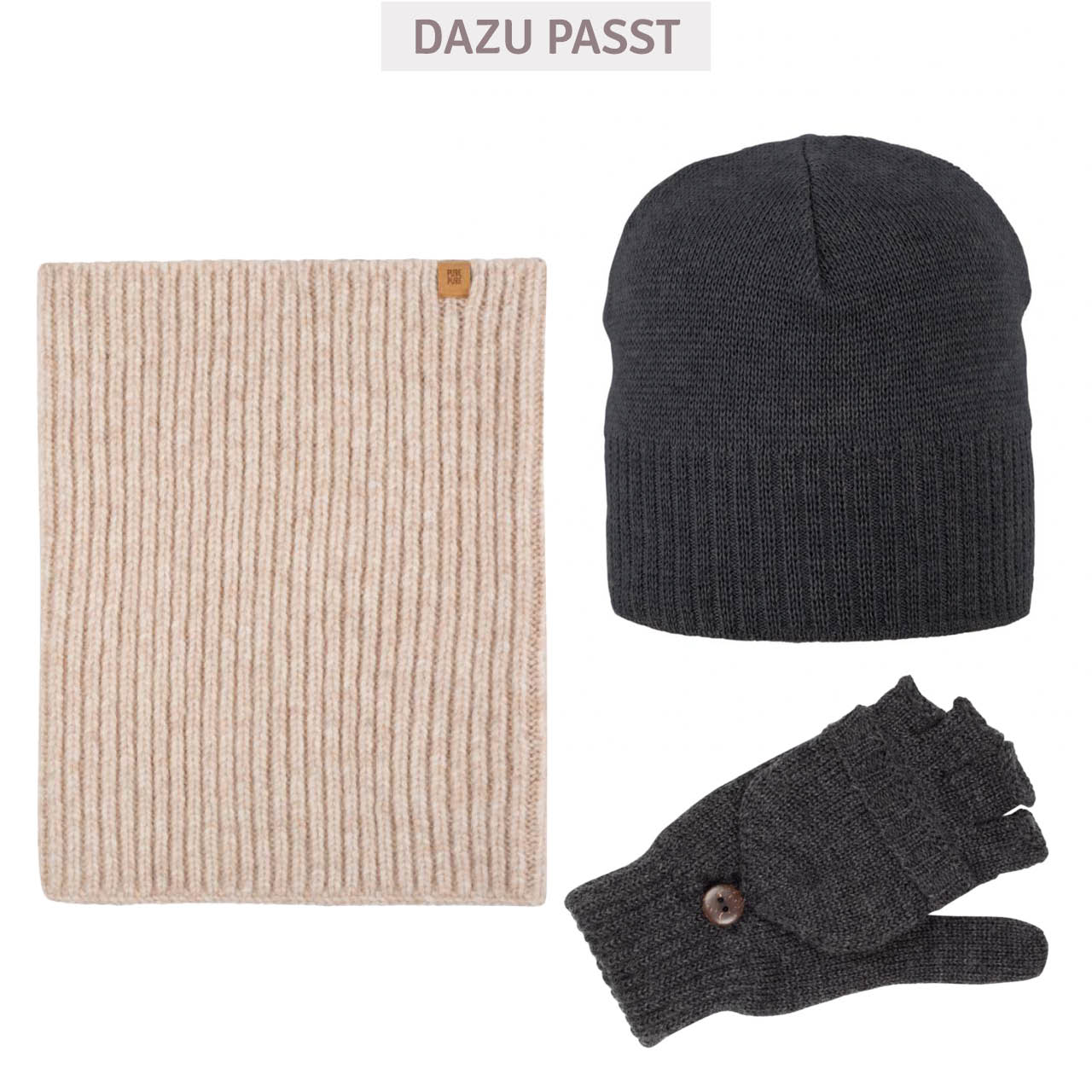 Erwachsenen Beanie Wolle Ohren-Wollfleece Band anthrazit