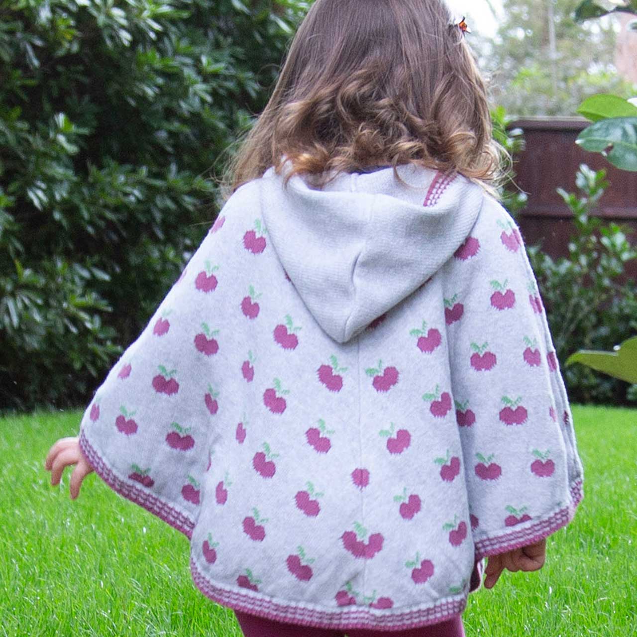 Kinderponcho Apfel-Design Übergangszeit mit Kapuze