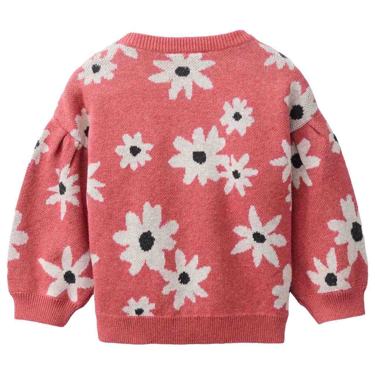 Edler Jaquardstrick Pullover große Blumen