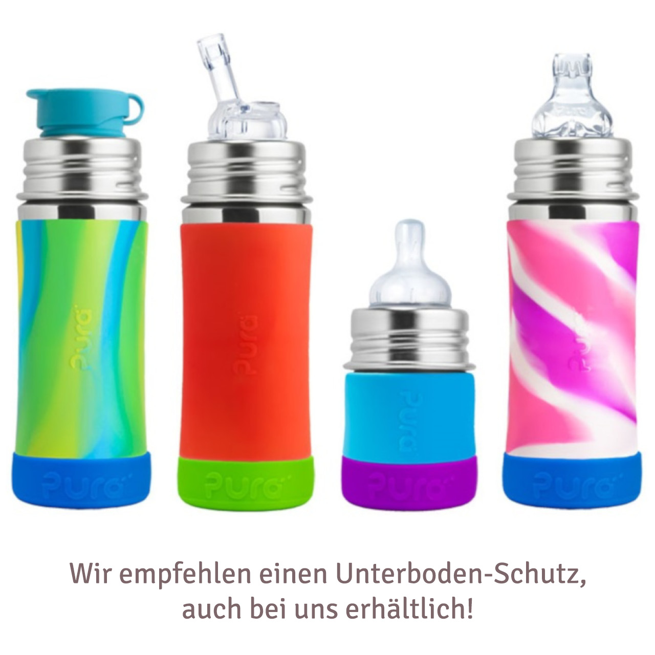 Pura kiki Babyflasche Edelstahl langsamen Sauger - aqua-blau