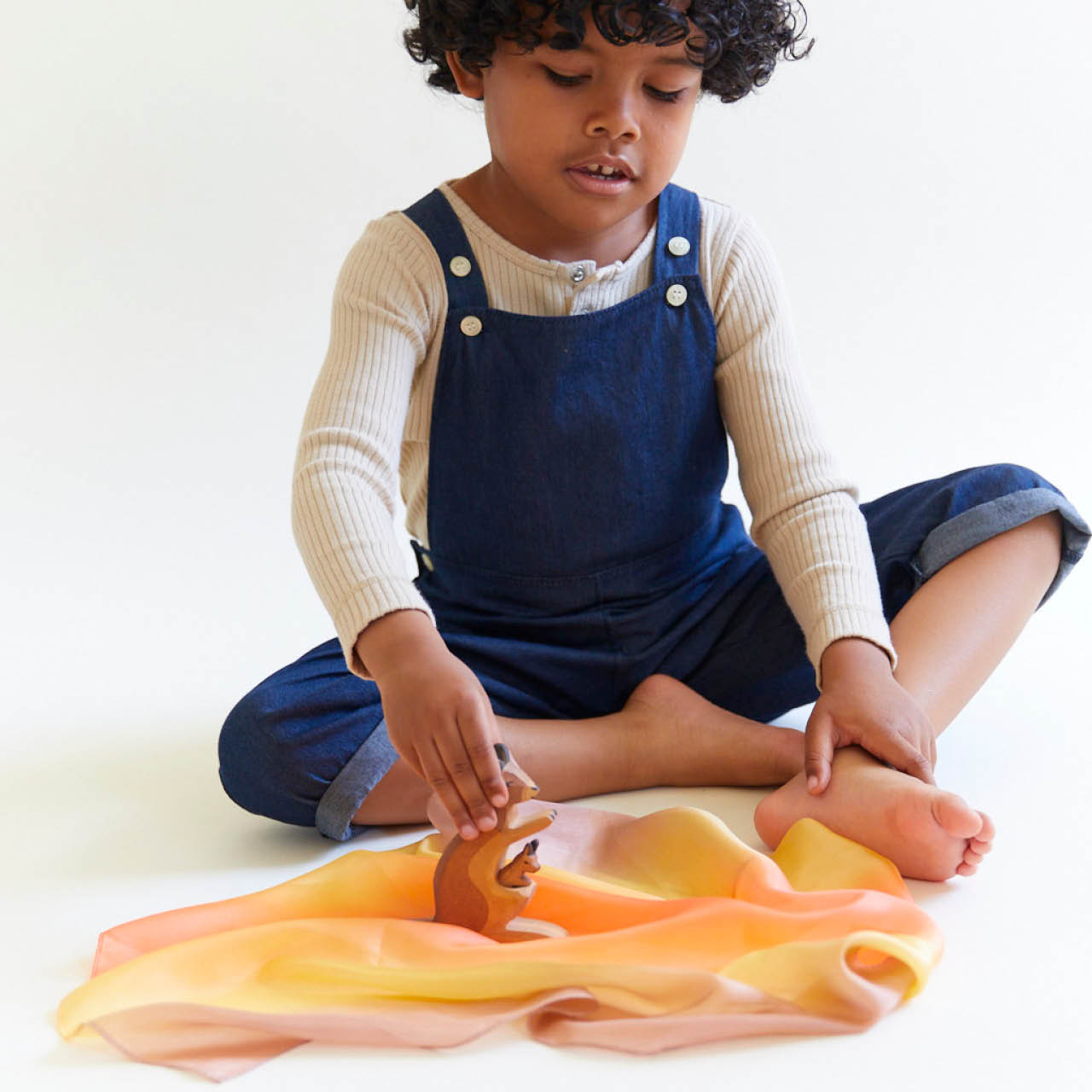 Spieltuch Seide Wüste-orange klein 53 x 53 cm