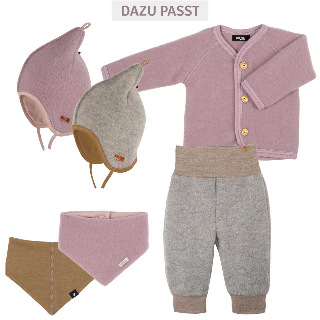 Fleece Mütze doppellagig mauve