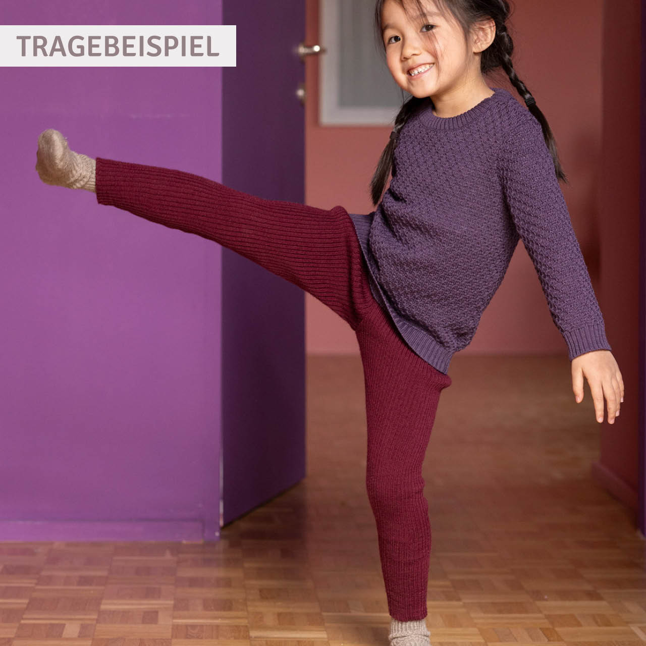 Woll Leggings taubenblau warm und mitwachsend