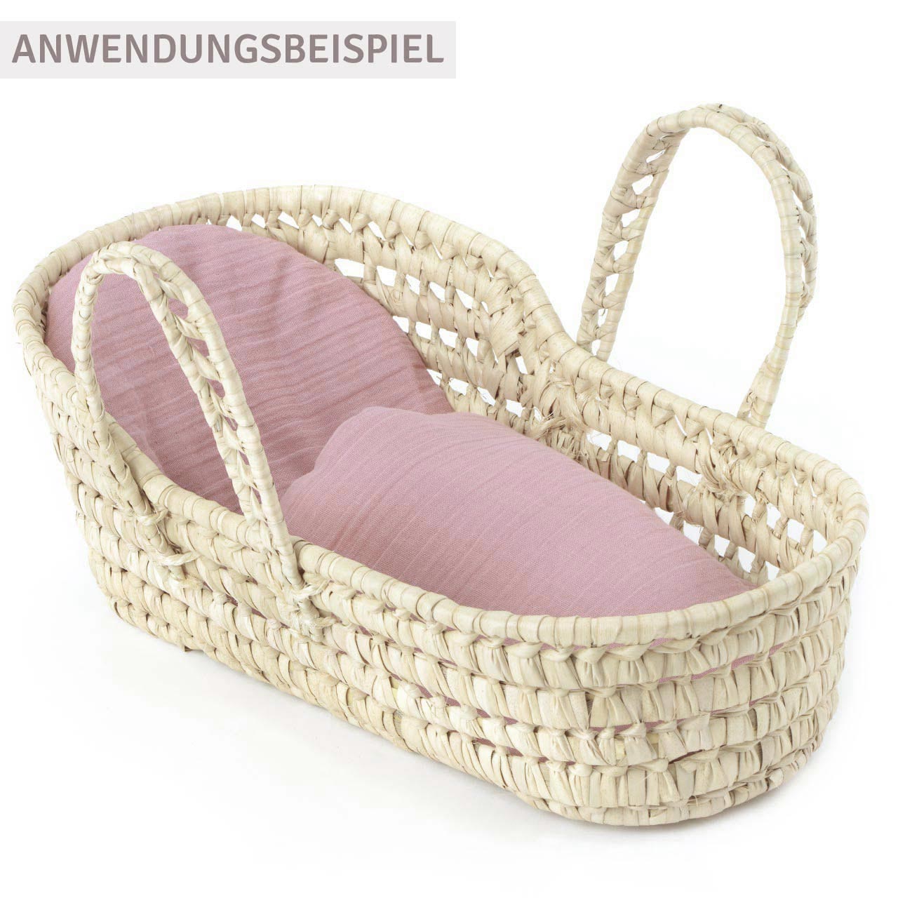 Puppenbett Tragekorb aus Palmblättern 40x18x17 cm