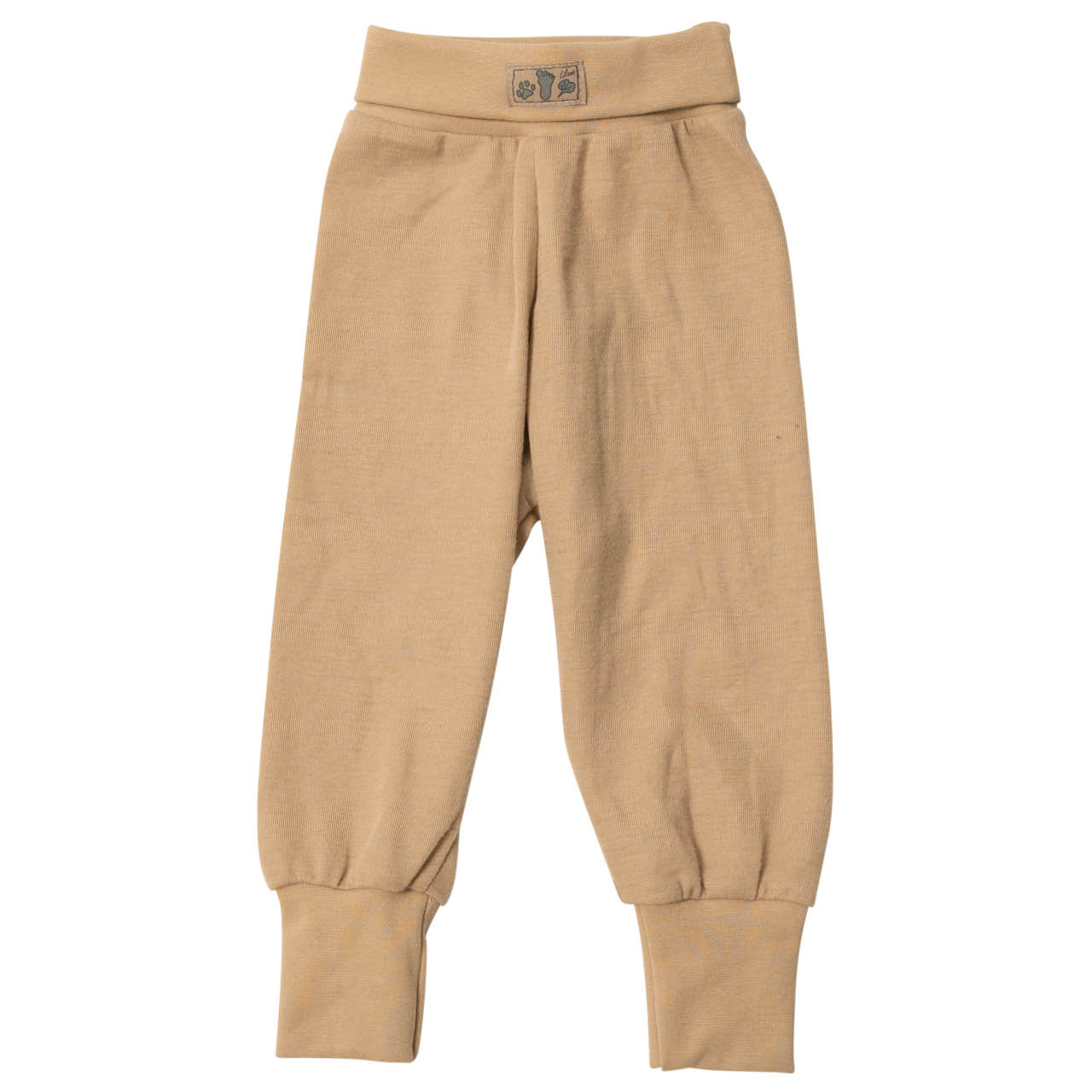 Babyhose Wolle Seide breite Bündchen sand