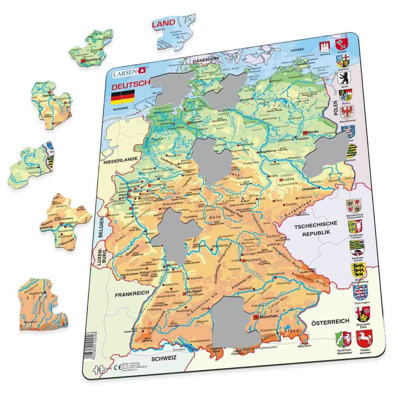 Lernpuzzle Deutschland Karte für Kinder ab 6 Jahre