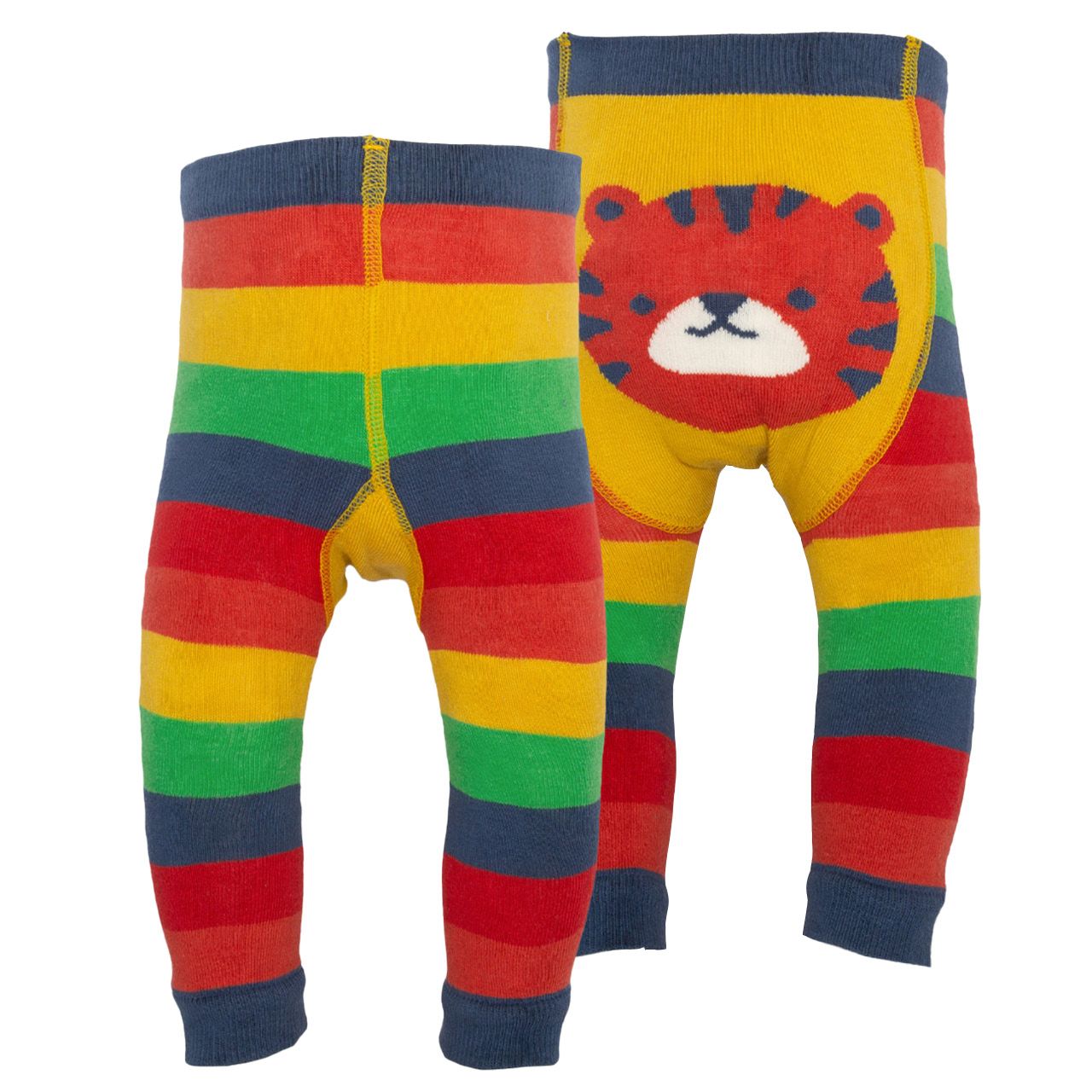 Strick Leggings Tiger Regenbogen-Design