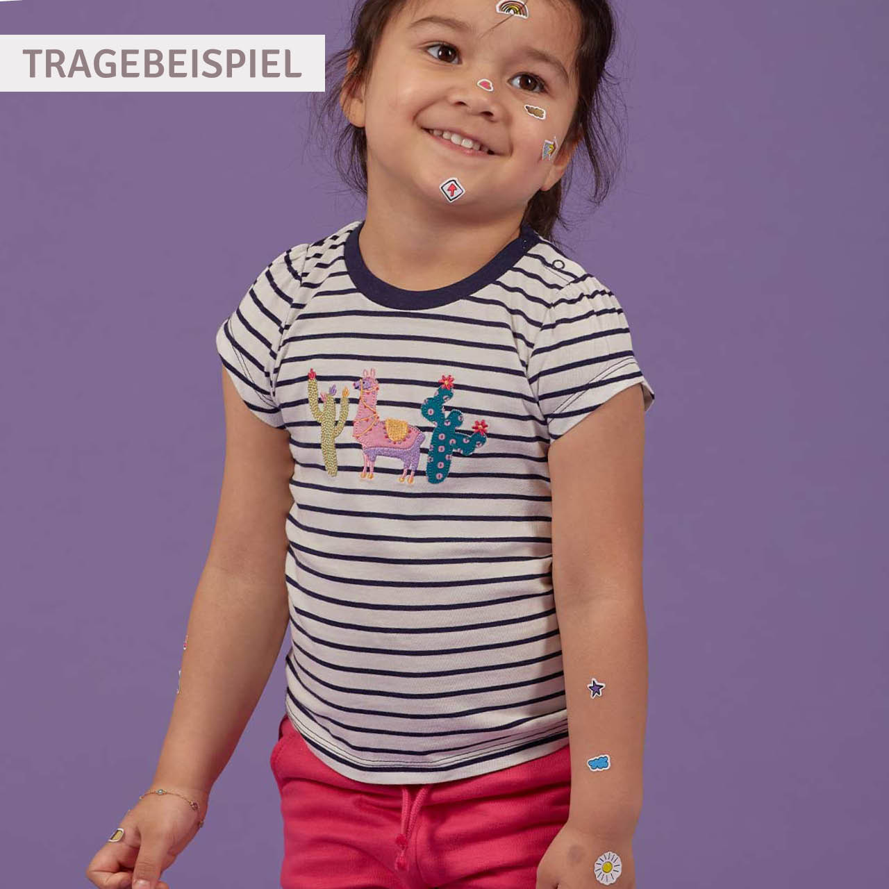 T-Shirt Streifen Blume navy