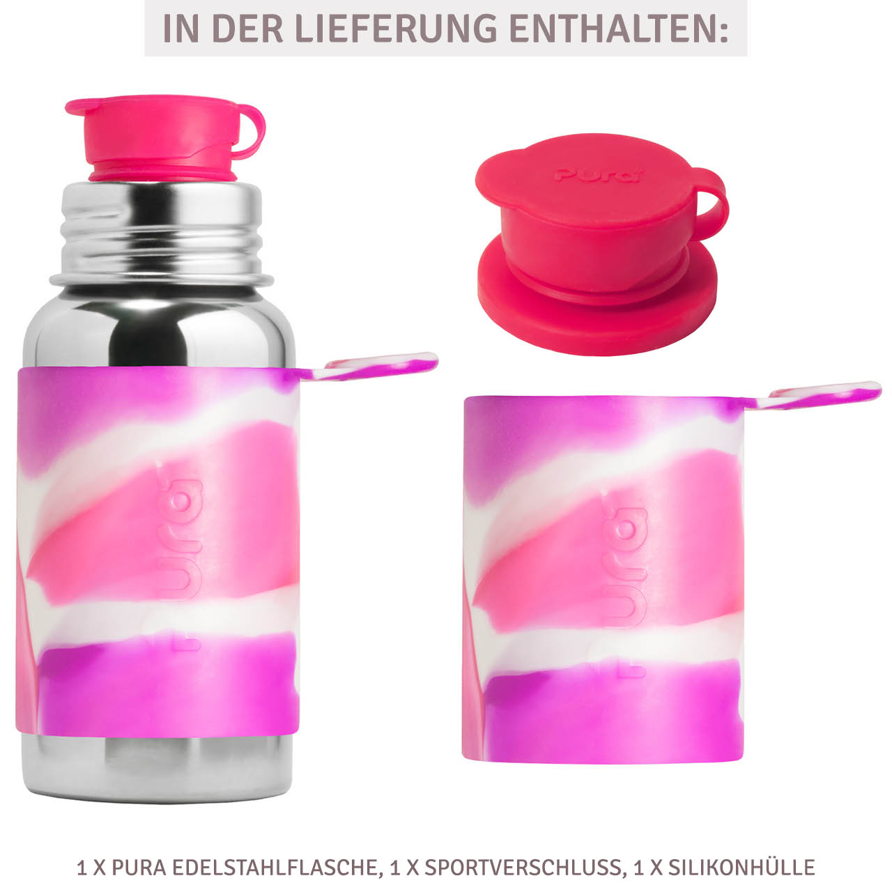 Trinkflasche Sportverschluss 550 ml pink swirl