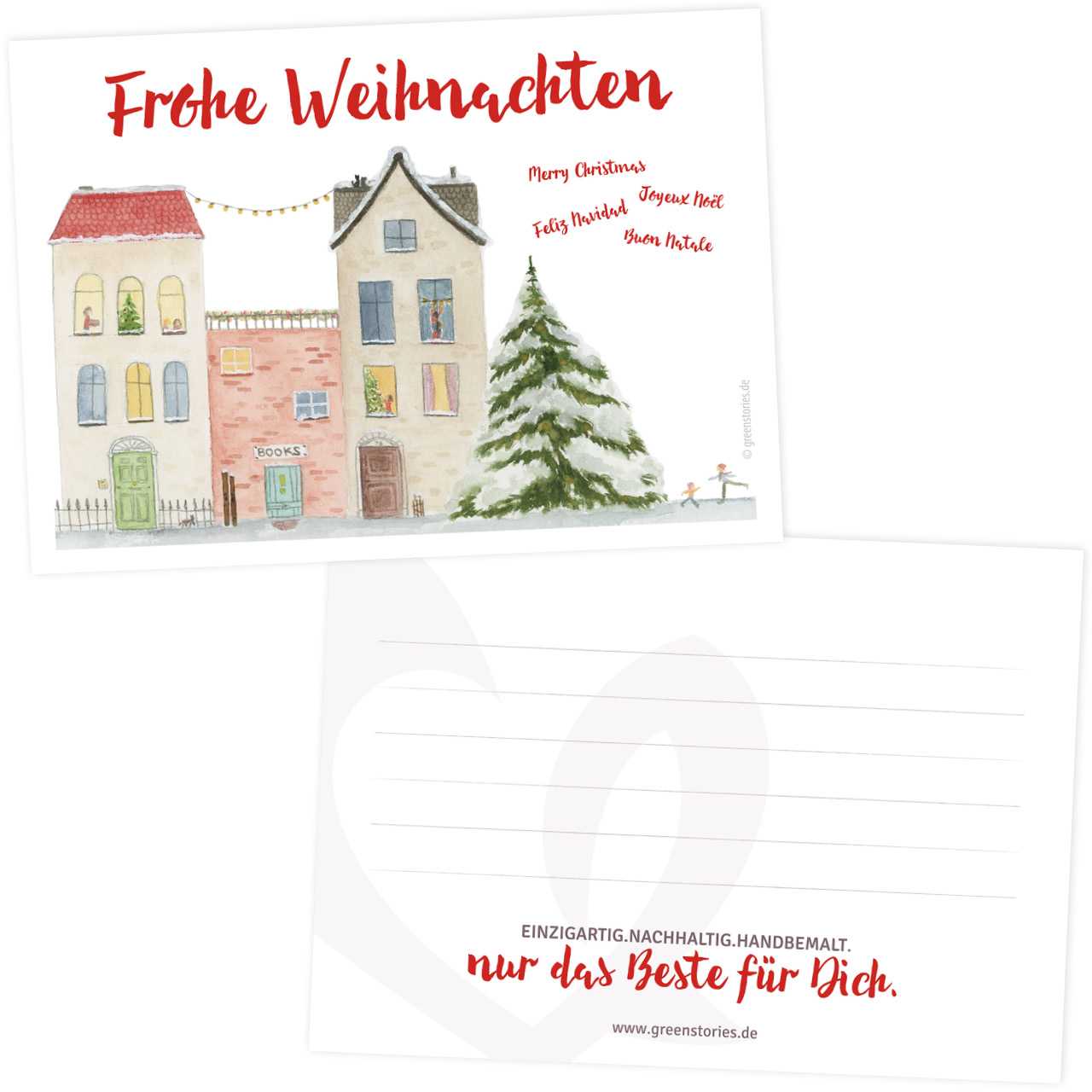 Nachhaltige Weihnachtskarte Festliche Stadt