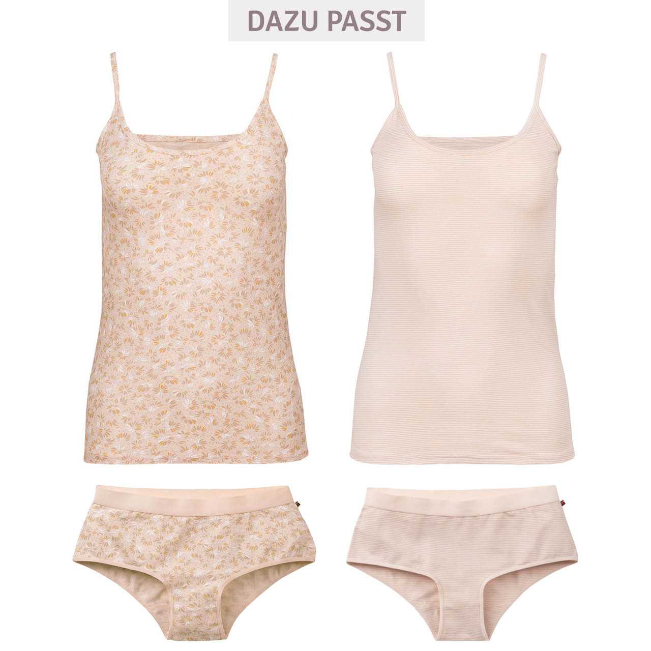 Doppelpack Damenpanty Blüten hellbeige